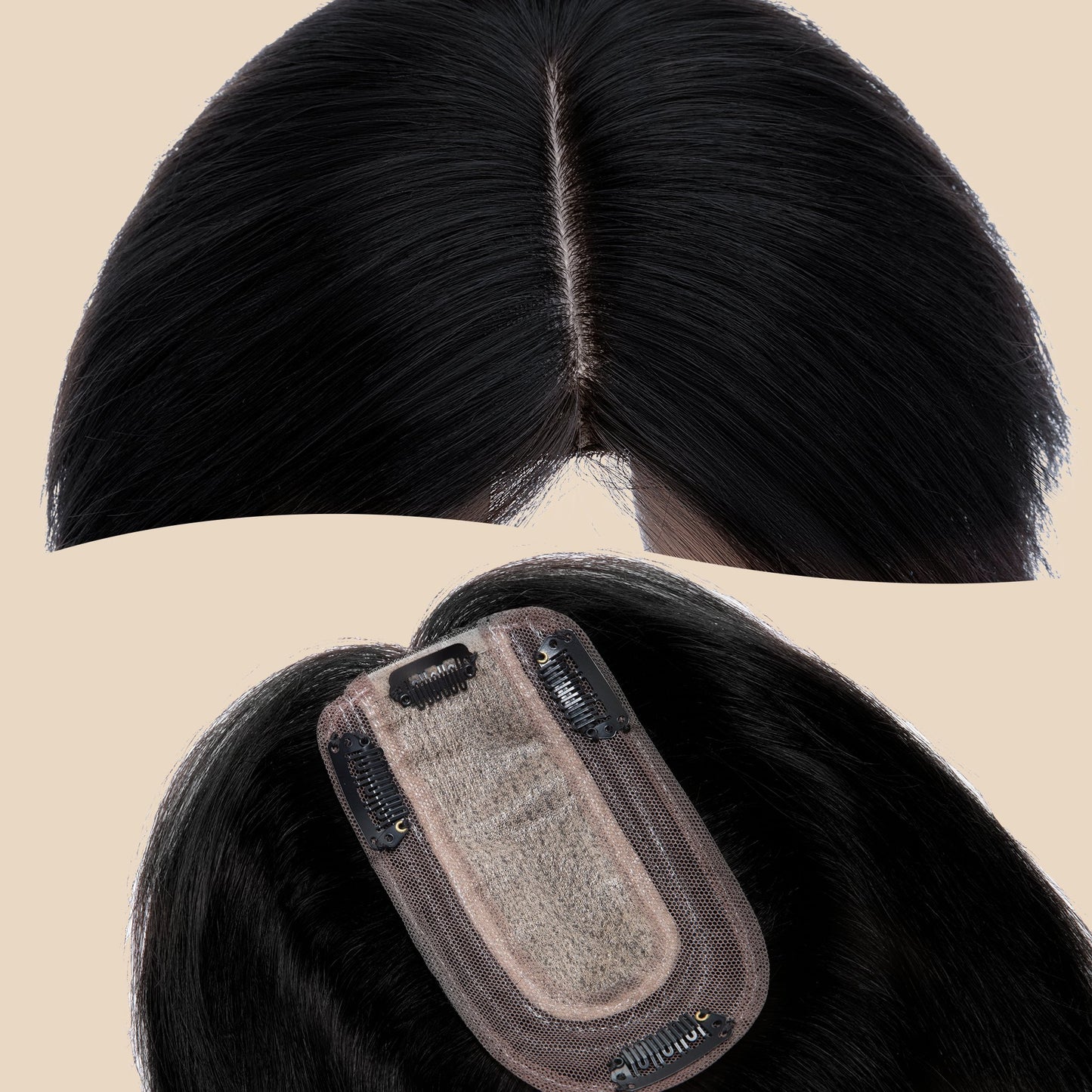 3*5" Bionic Scalp Top Dark Black Human Hair Topper segohair.com