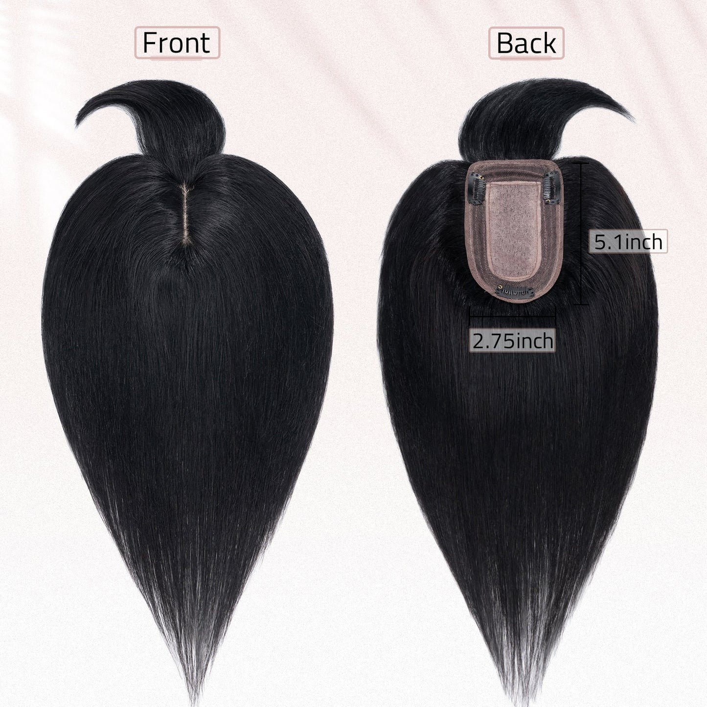 3*5" Bionic Scalp Top Dark Black Human Hair Topper with Bangs segohair.com