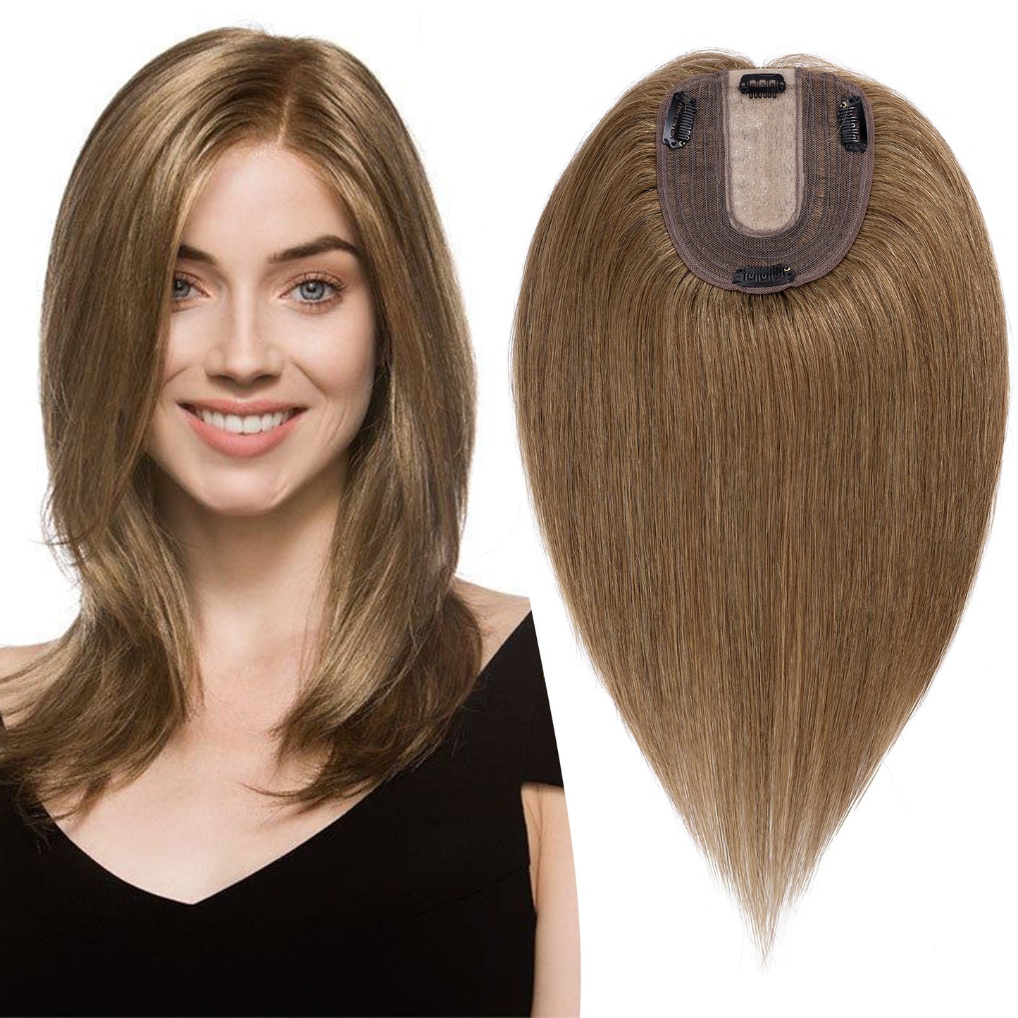 4*5" Silk Circle Top Chestnut Brown Remy Human Hair Toppers segohair.com