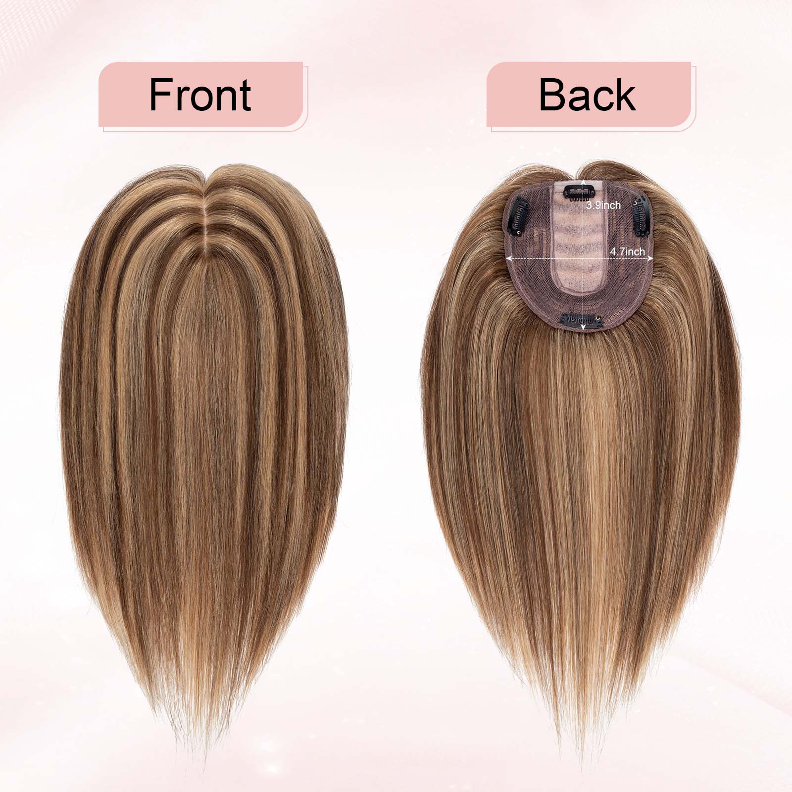 4*5" Silk Circle Top Chocolate Brown Honey Blonde Remy Human Hair Toppers segohair.com