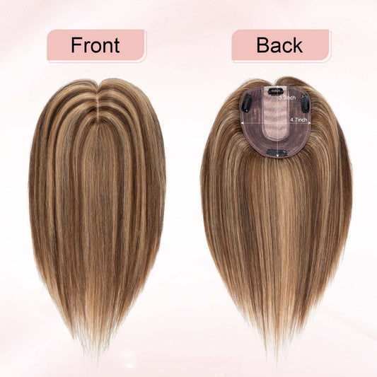 4*5" Silk Circle Top Chocolate Brown Honey Blonde Remy Human Hair Toppers segohair.com
