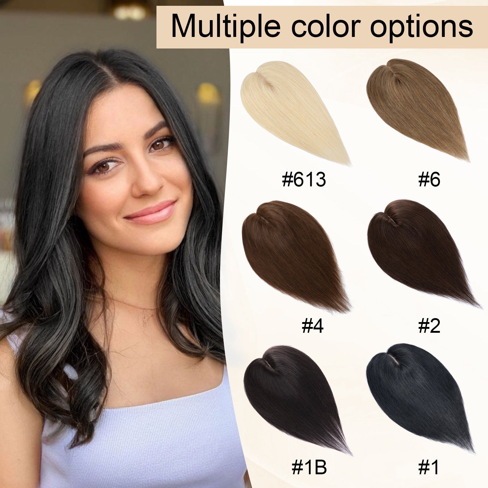 4*5" Silk Circle Top Dark Brown Remy Human Hair Toppers segohair.com