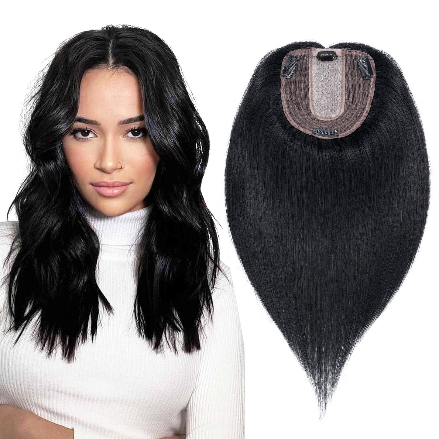4*5" Silk Circle Top Natural Black Remy Human Hair Toppers segohair.com