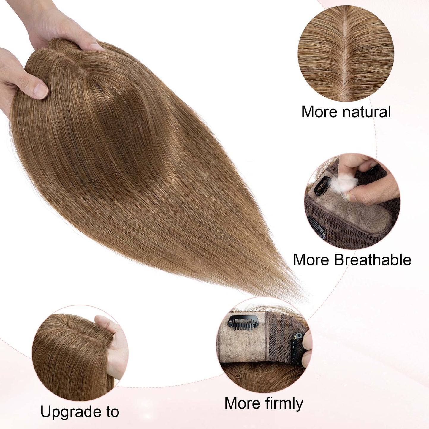 4x5" Silk Circle Top Chestnut Brown Remy Human Hair Toppers segohair.com