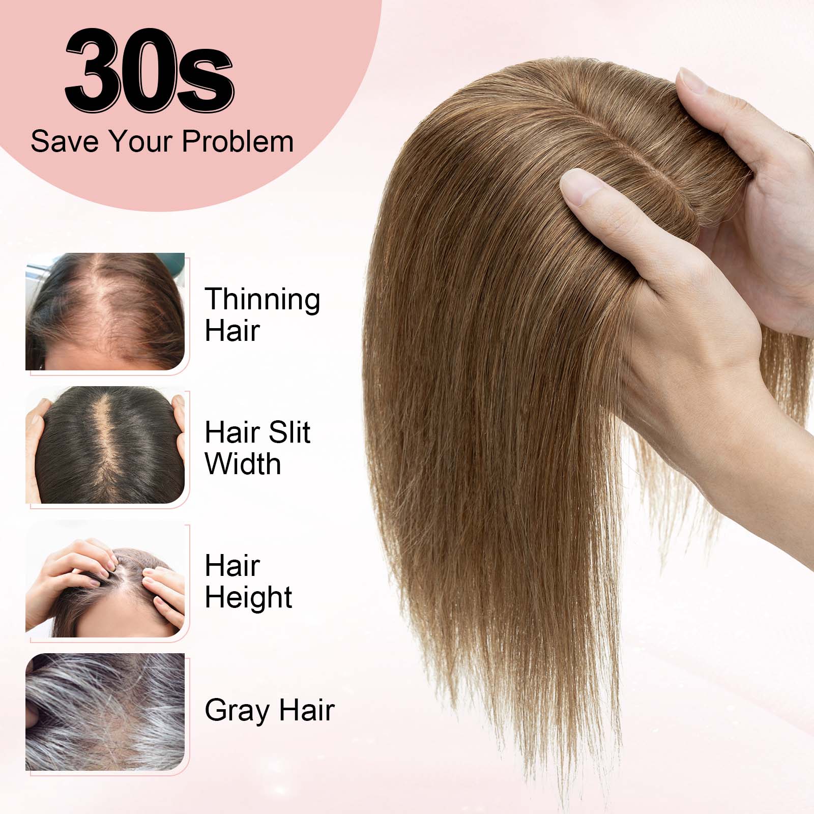 4x5" Silk Circle Top Chestnut Brown Remy Human Hair Toppers segohair.com