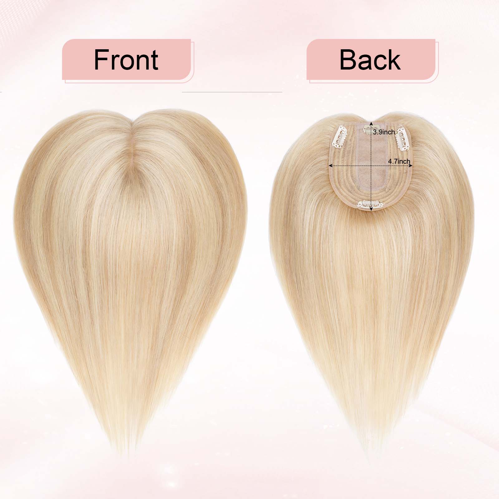 4x5" Silk Circle Top Dark Blonde mixed Bleached Blonde Remy Human Hair Toppers segohair.com