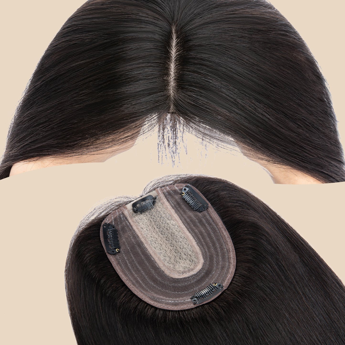 4x5" Silk Circle Top Natural Black Remy Human Hair Toppers segohair.com