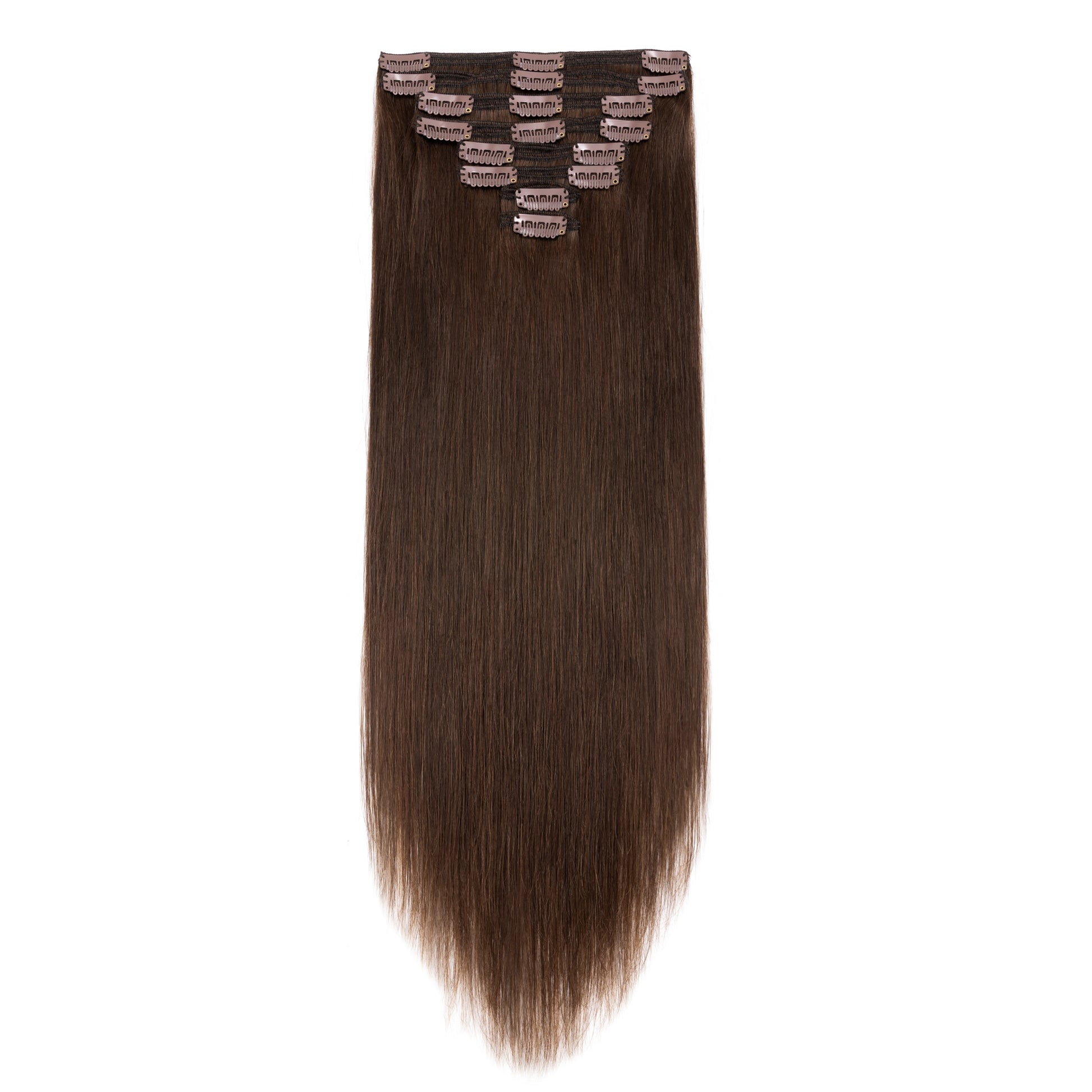 SEGOHAIR 8pcs Clip In Hair Extensions Real Human Hair Chocolate Brown segohair.com
