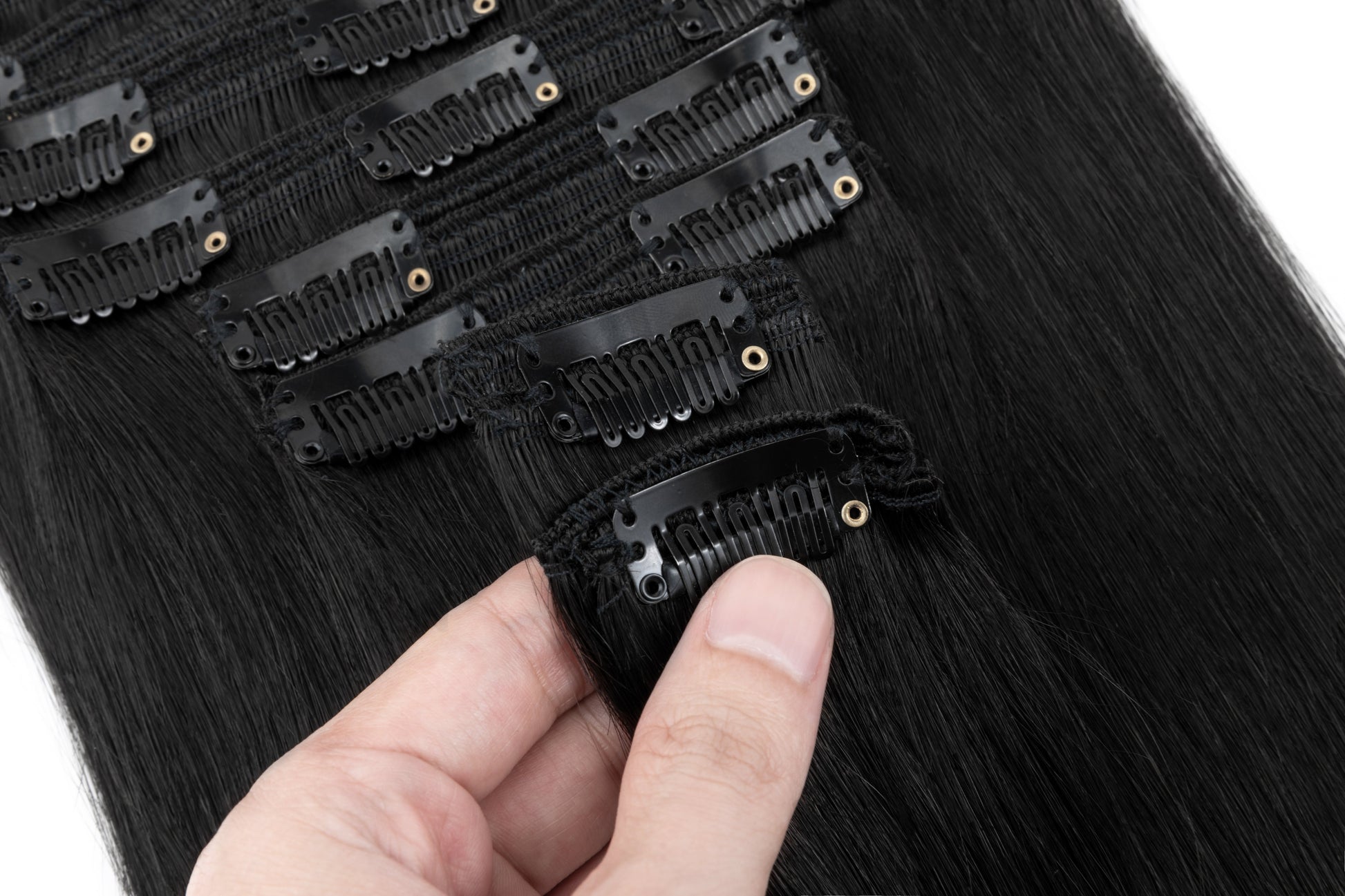 SEGOHAIR 8pcs Clip In Hair Extensions Real Human Hair Jet Black segohair.com