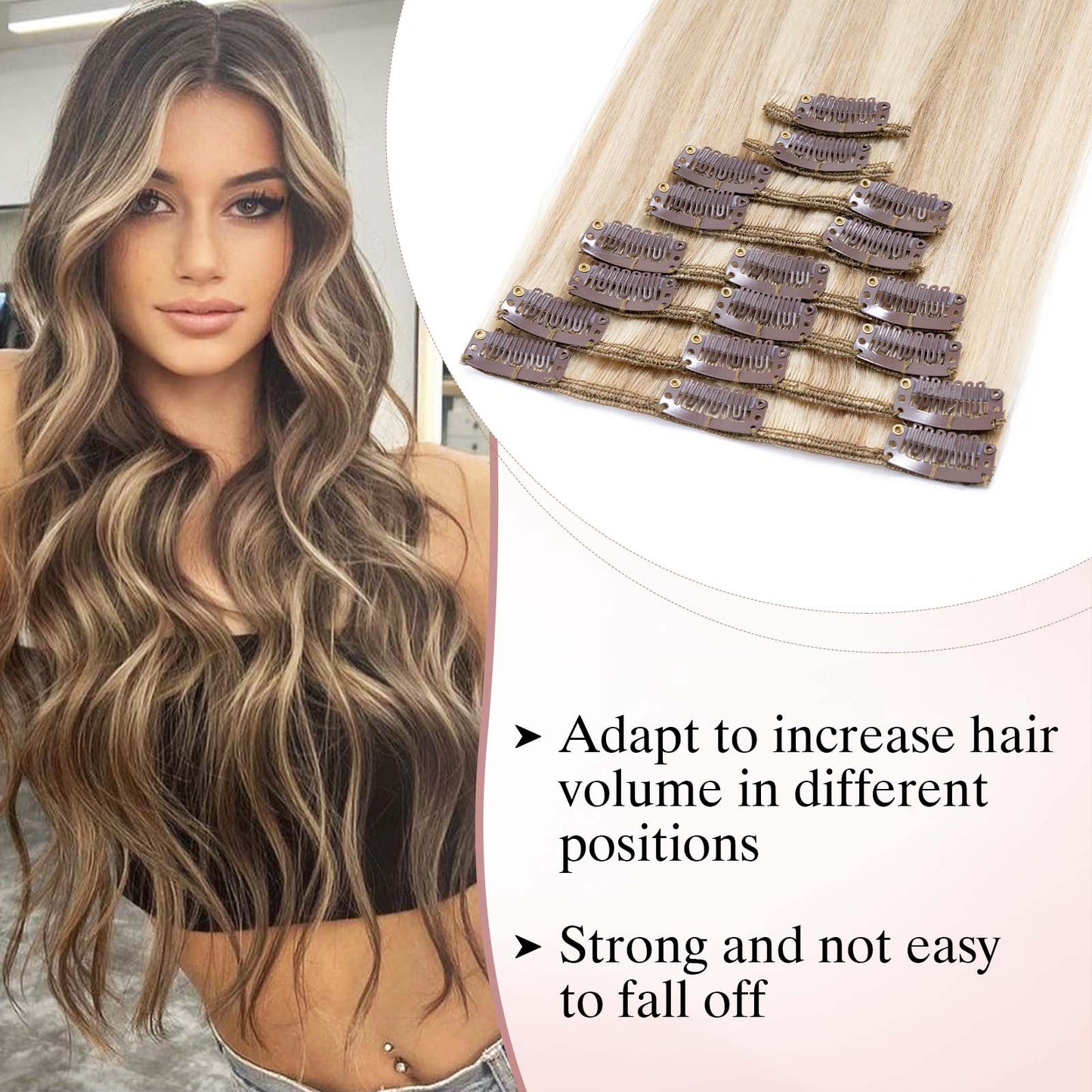 SEGOHAIR Clip In Hair Extensions Real Human Hair Light Weight Dark Blonde mixed Blonde segohair.com