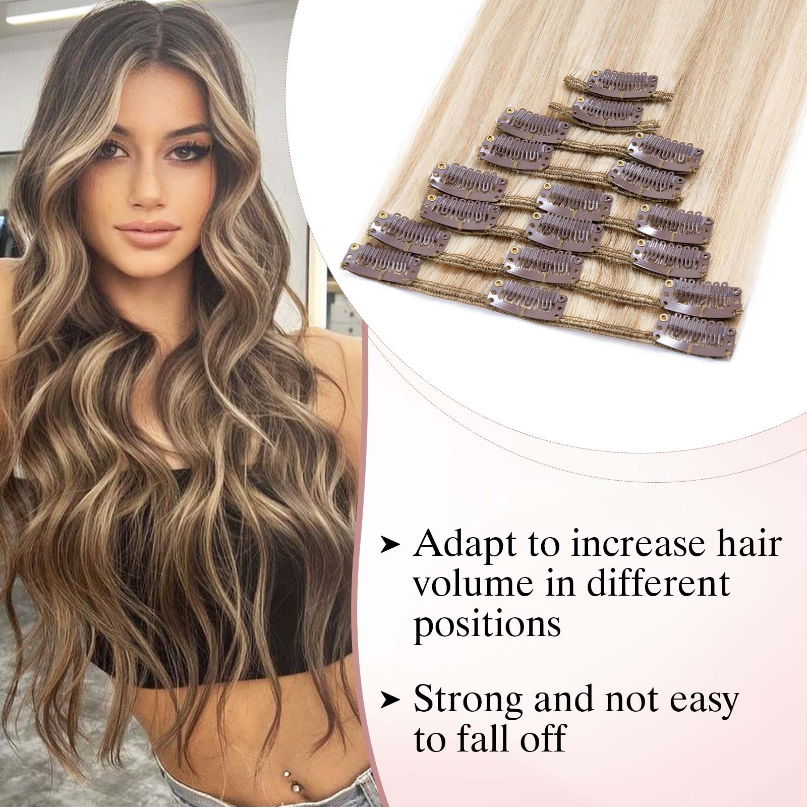 SEGOHAIR Clip In Hair Extensions Real Human Hair Light Weight Dark Blonde mixed Blonde segohair.com