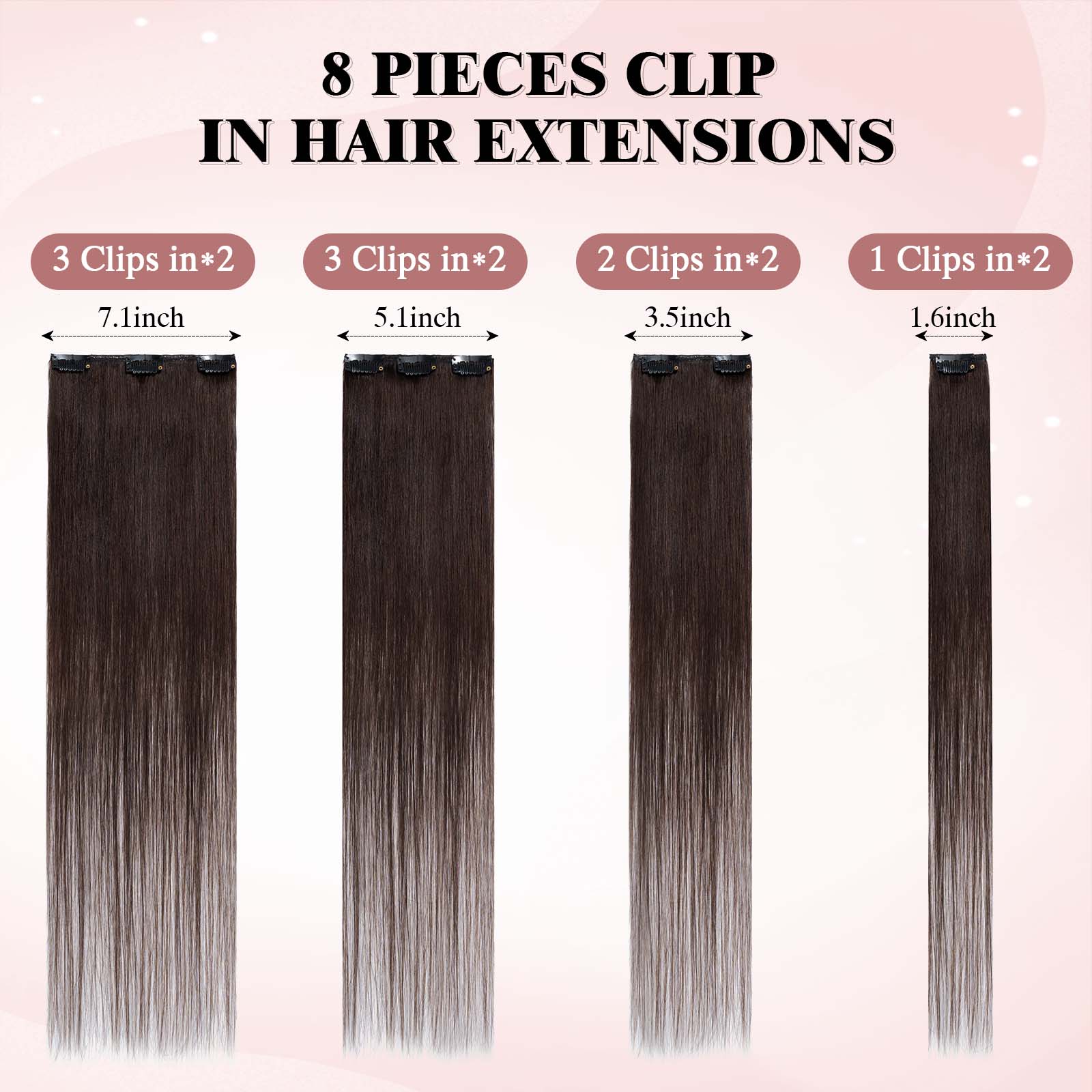 SEGOHAIR Clip In Hair Extensions Real Human Hair Light Weight Dark Brown segohair.com
