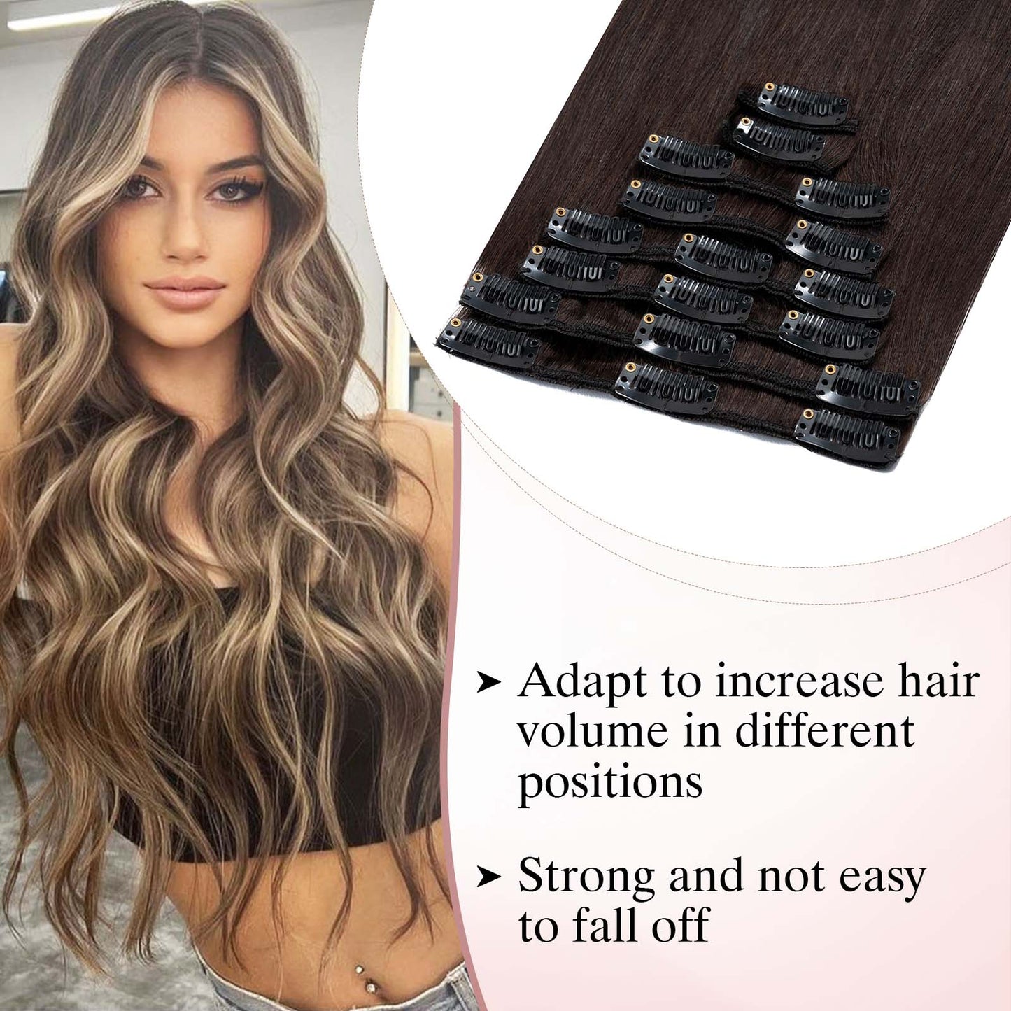 SEGOHAIR Clip In Hair Extensions Real Human Hair Light Weight Dark Brown segohair.com