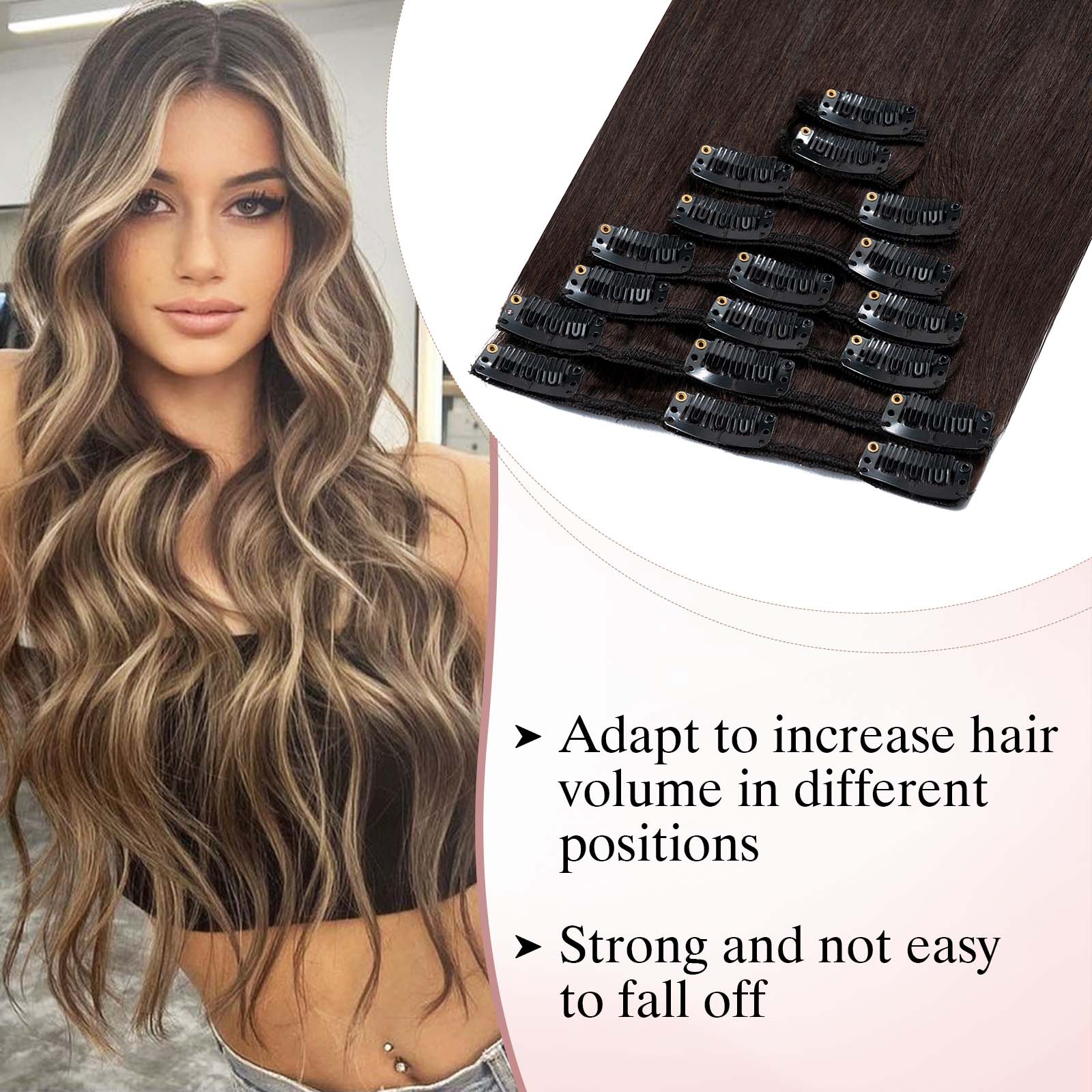 SEGOHAIR Clip In Hair Extensions Real Human Hair Light Weight Dark Brown segohair.com