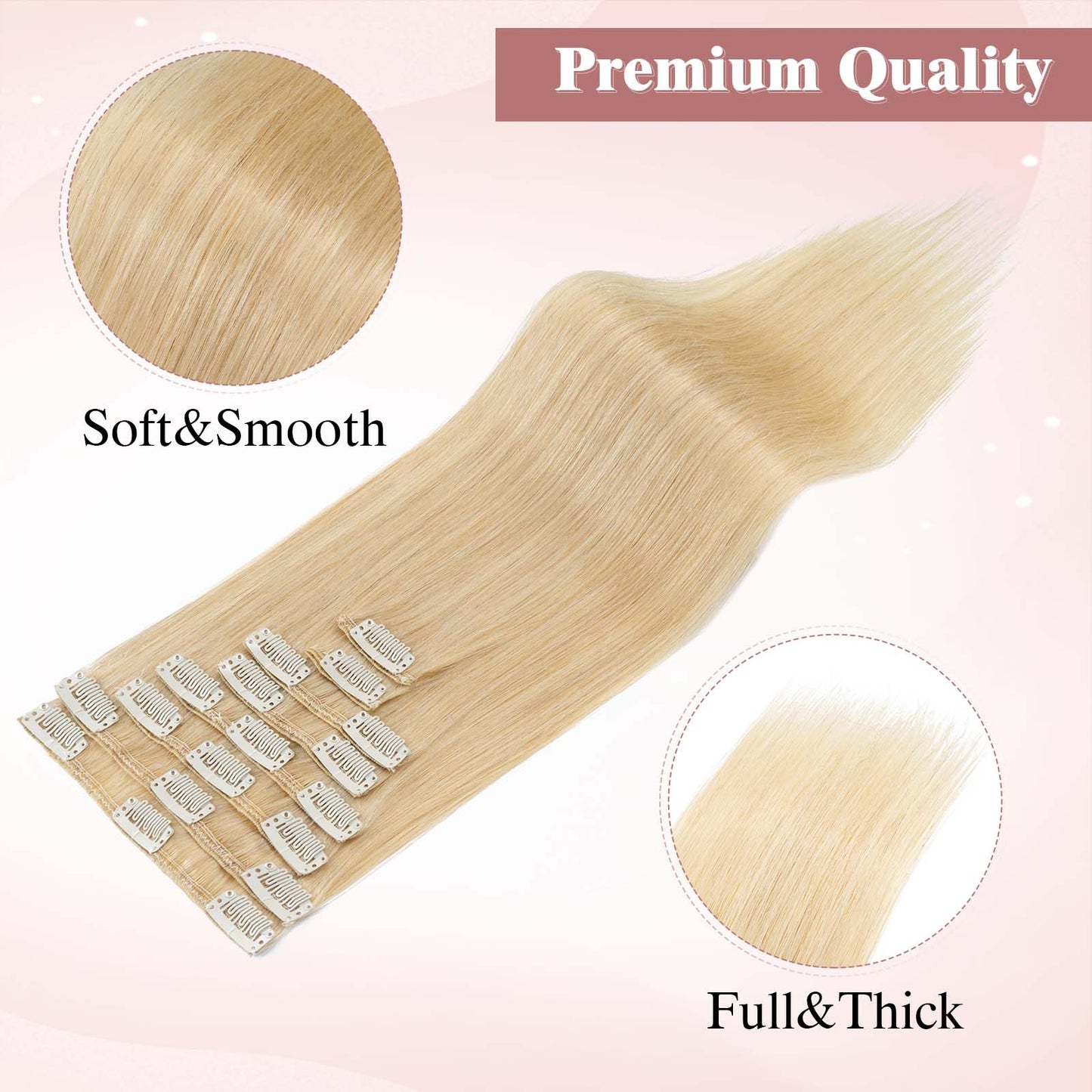 SEGOHAIR Clip In Hair Extensions Real Human Hair Light Weight Golden Blonde segohair.com