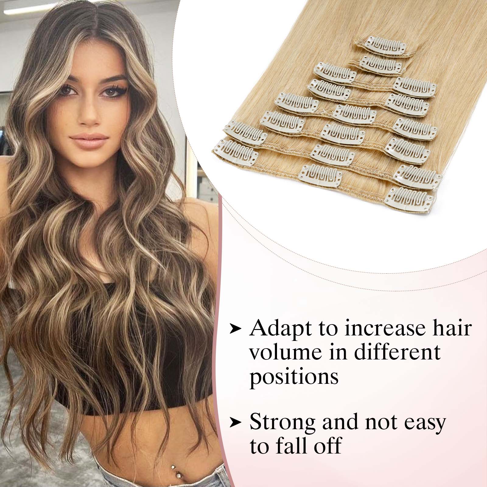 SEGOHAIR Clip In Hair Extensions Real Human Hair Light Weight Golden Blonde segohair.com