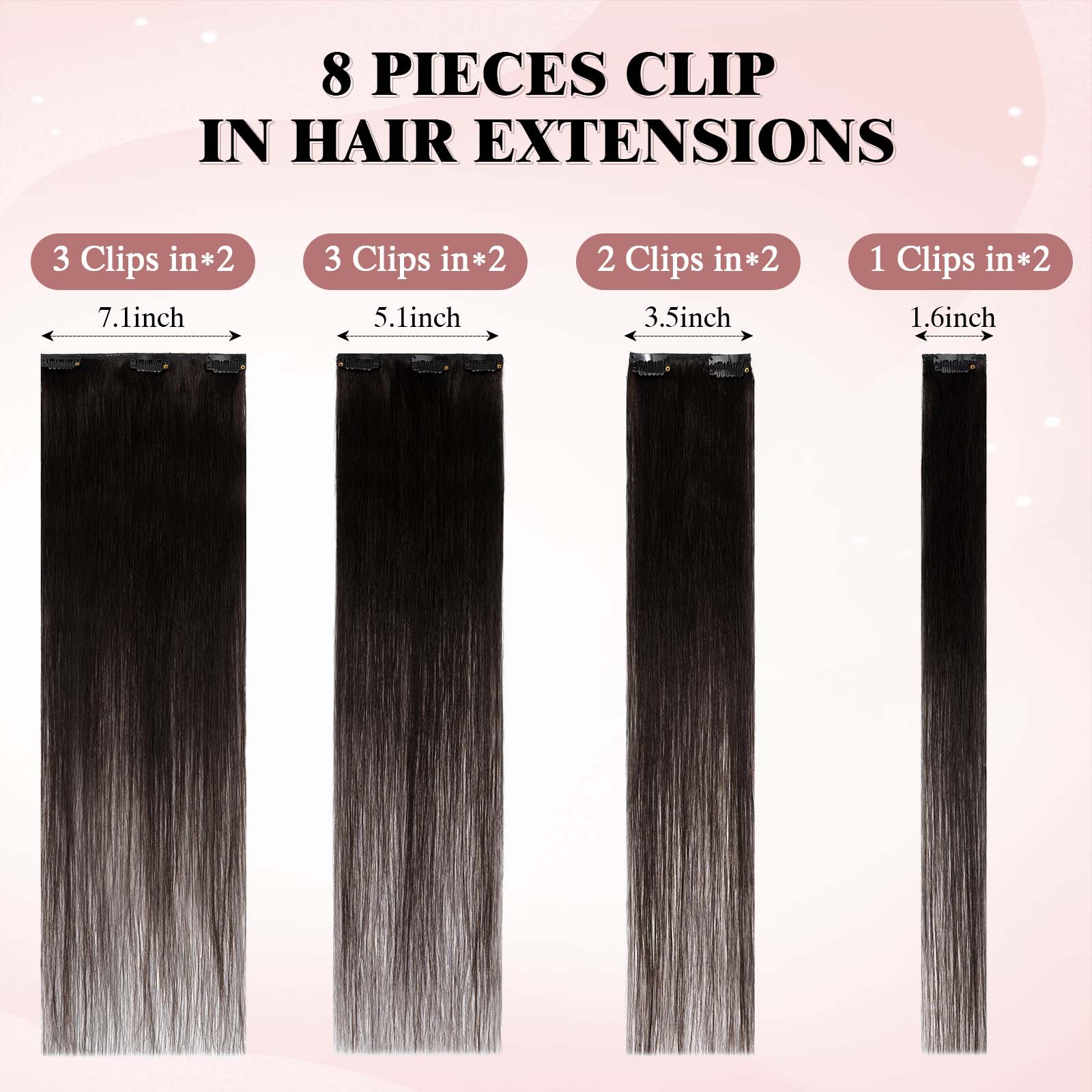 SEGOHAIR Clip In Hair Extensions Real Human Hair Light Weight Natural Black segohair.com