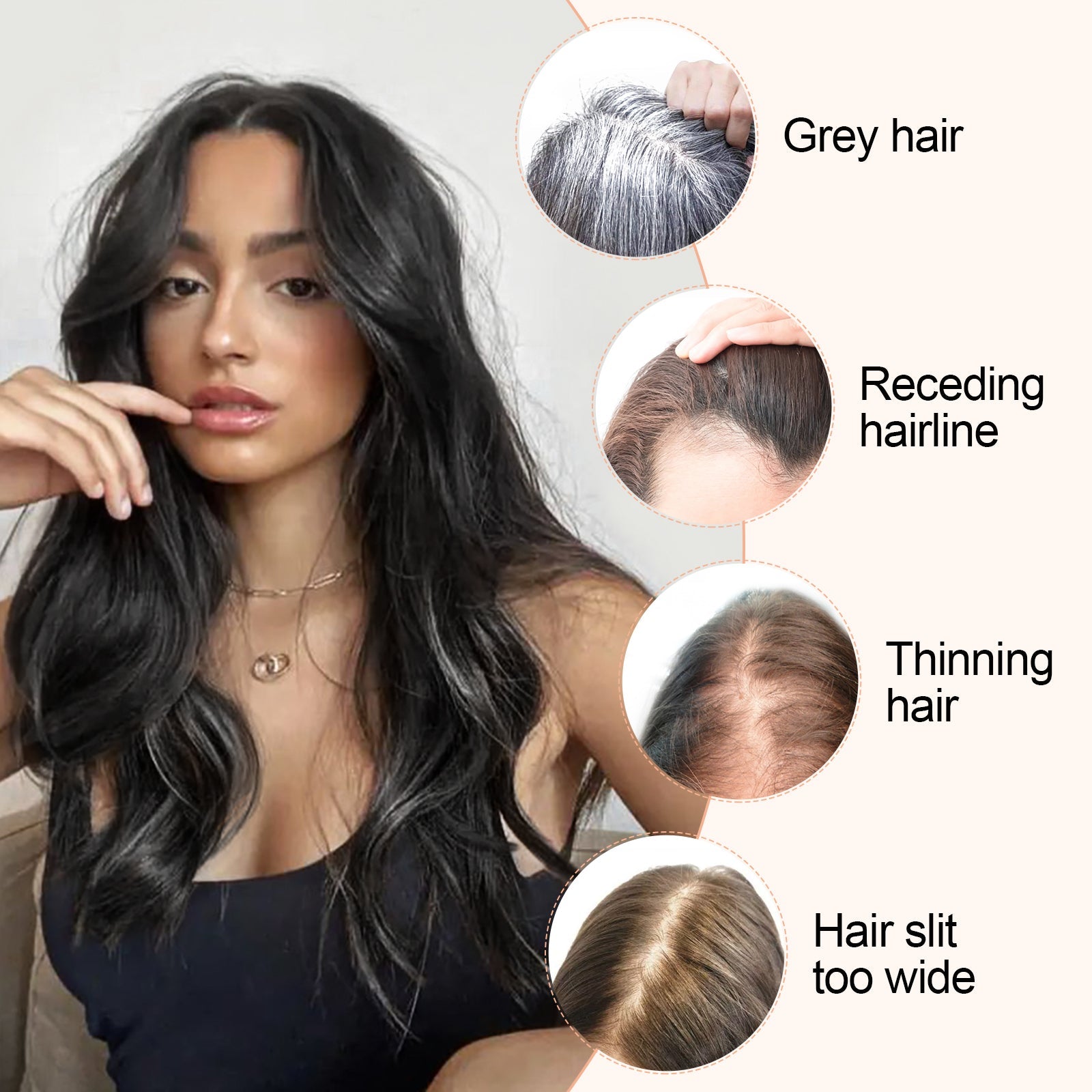 Synthetic Hair Topper with Long Bangs 18Inch segohair.com