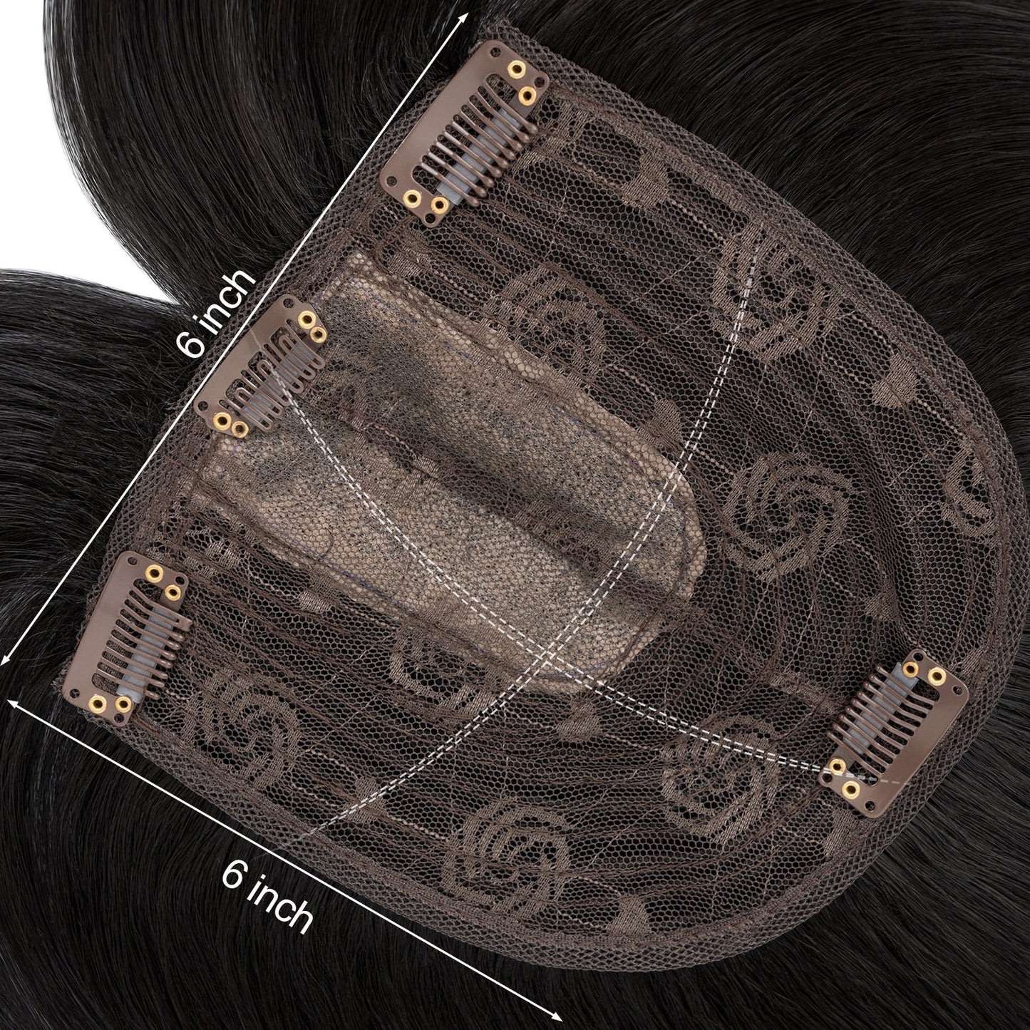 Synthetic Hair Topper with Long Bangs 18Inch Chocolate Brown segohair.com