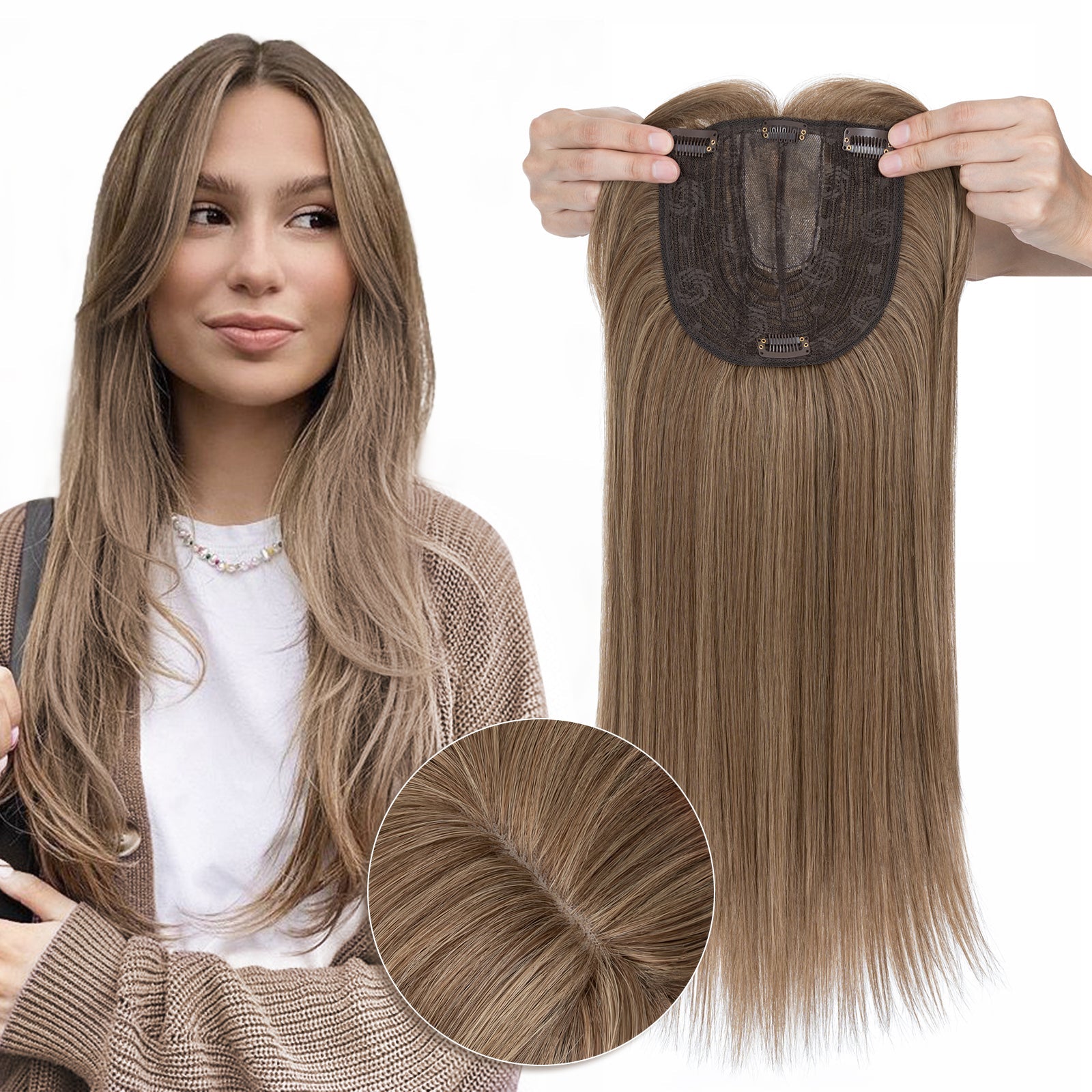 Synthetic Hair Topper with Long Bangs 18Inch Flax Yellow segohair.com
