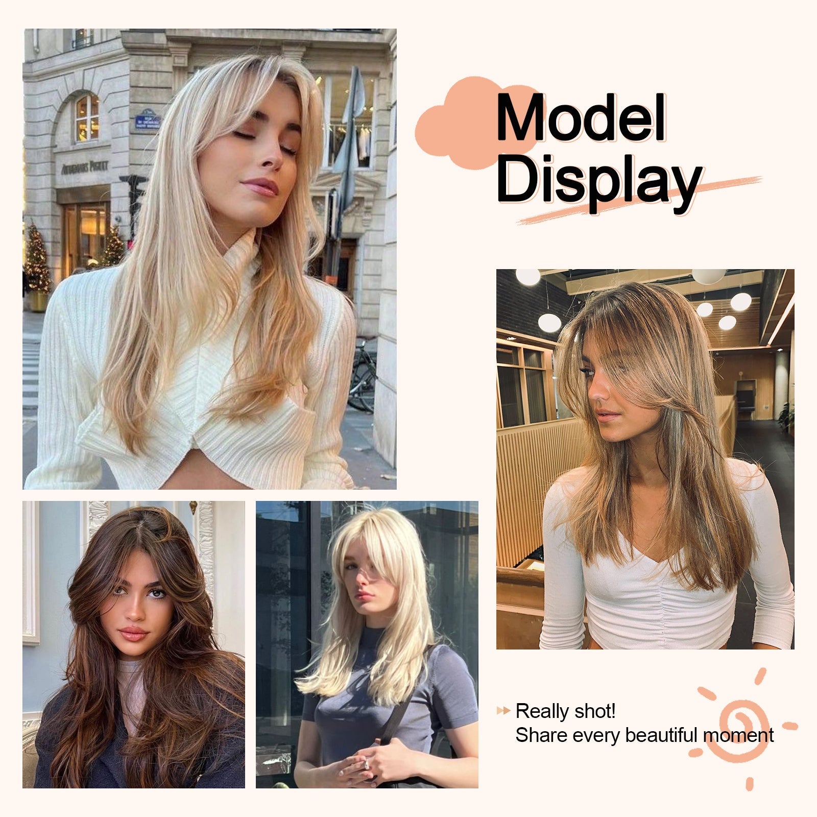 Synthetic Hair Topper with Long Bangs 18Inch White segohair.com