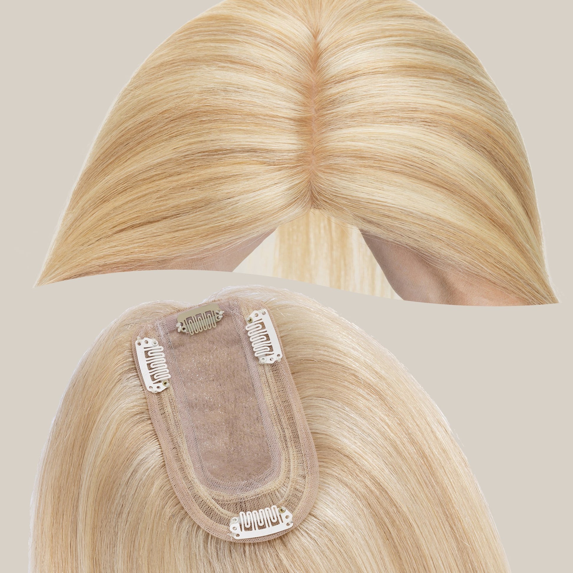 3x5" Bionic Scalp Top Ash Blonde Highlight Human Hair Topper segohair.com