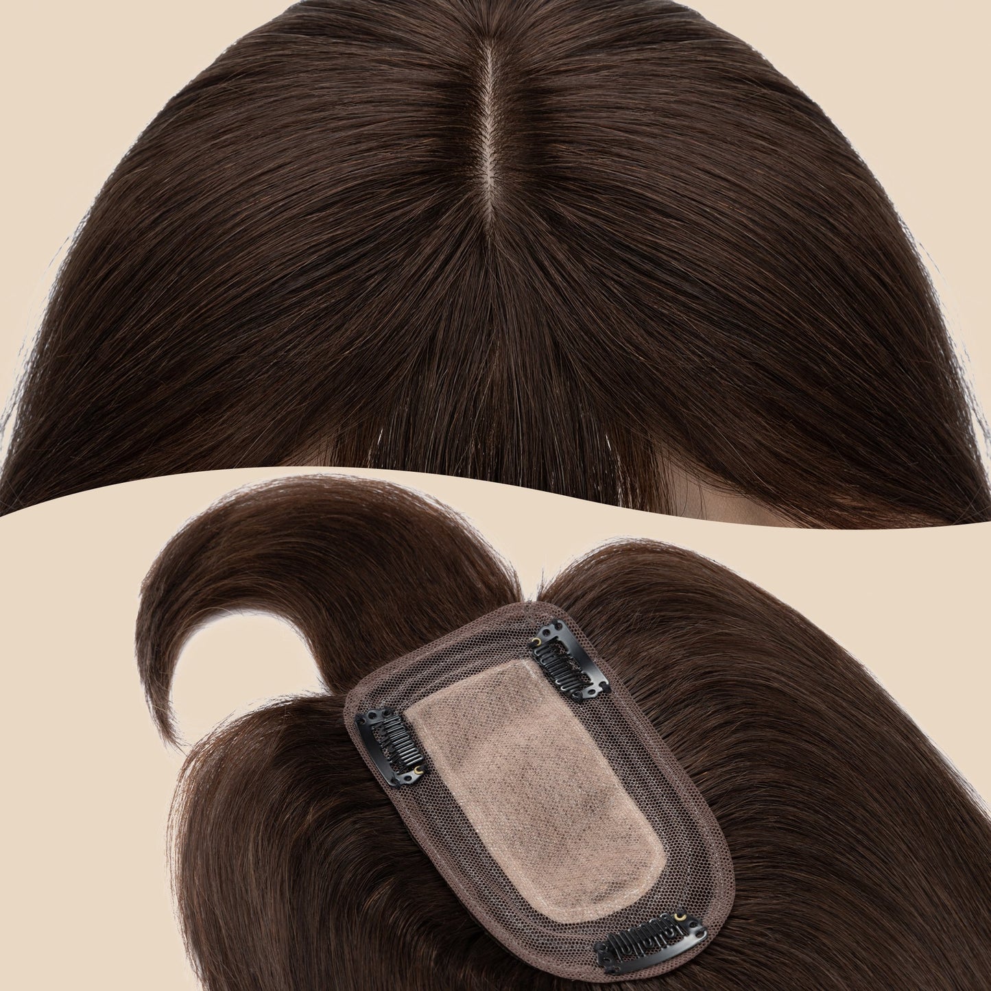 3x5" Bionic Scalp Top Dark Brown Human Hair Topper with Bangs segohair.com