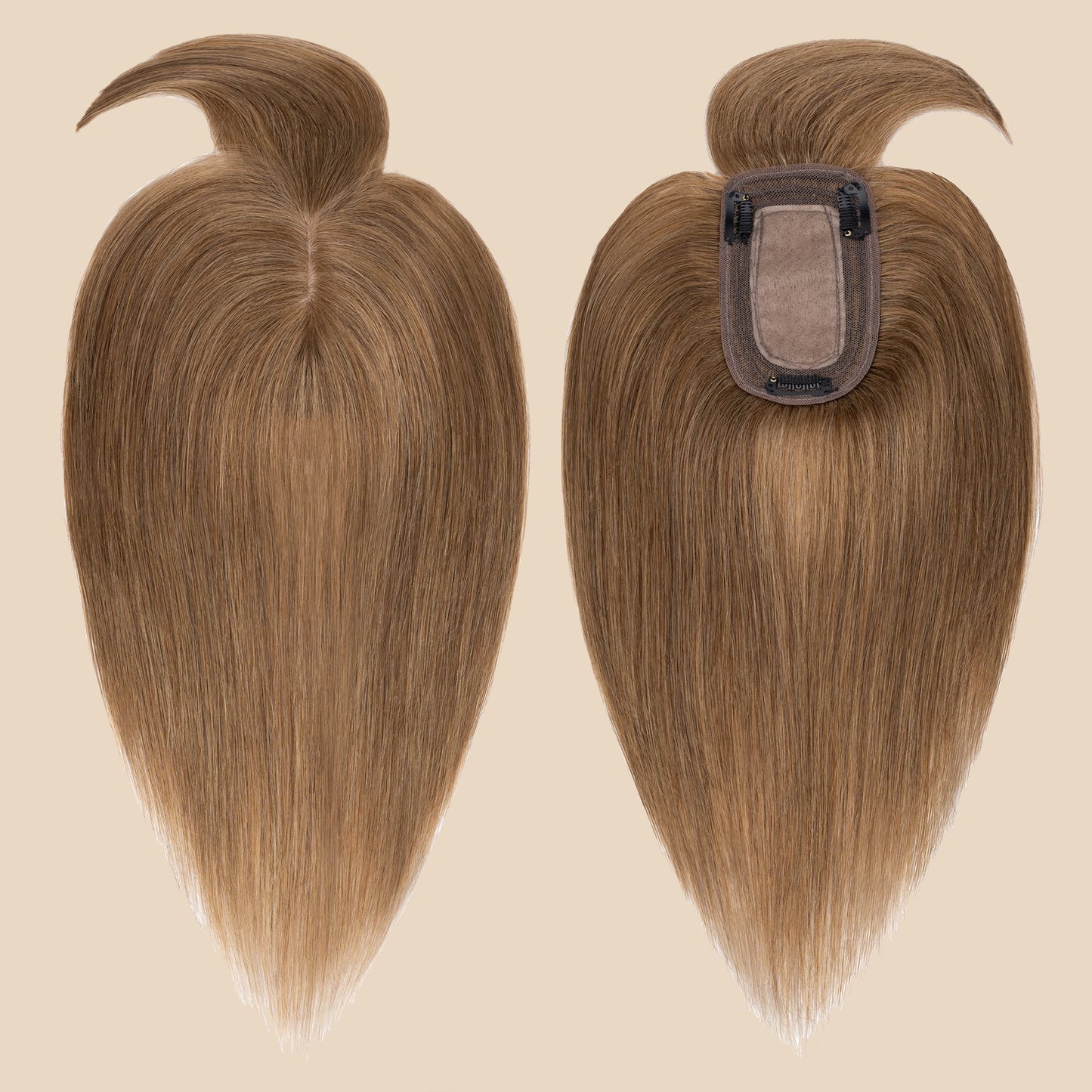 3x5" Bionic Scalp Top Light Brown Human Hair Topper with Bangs segohair.com