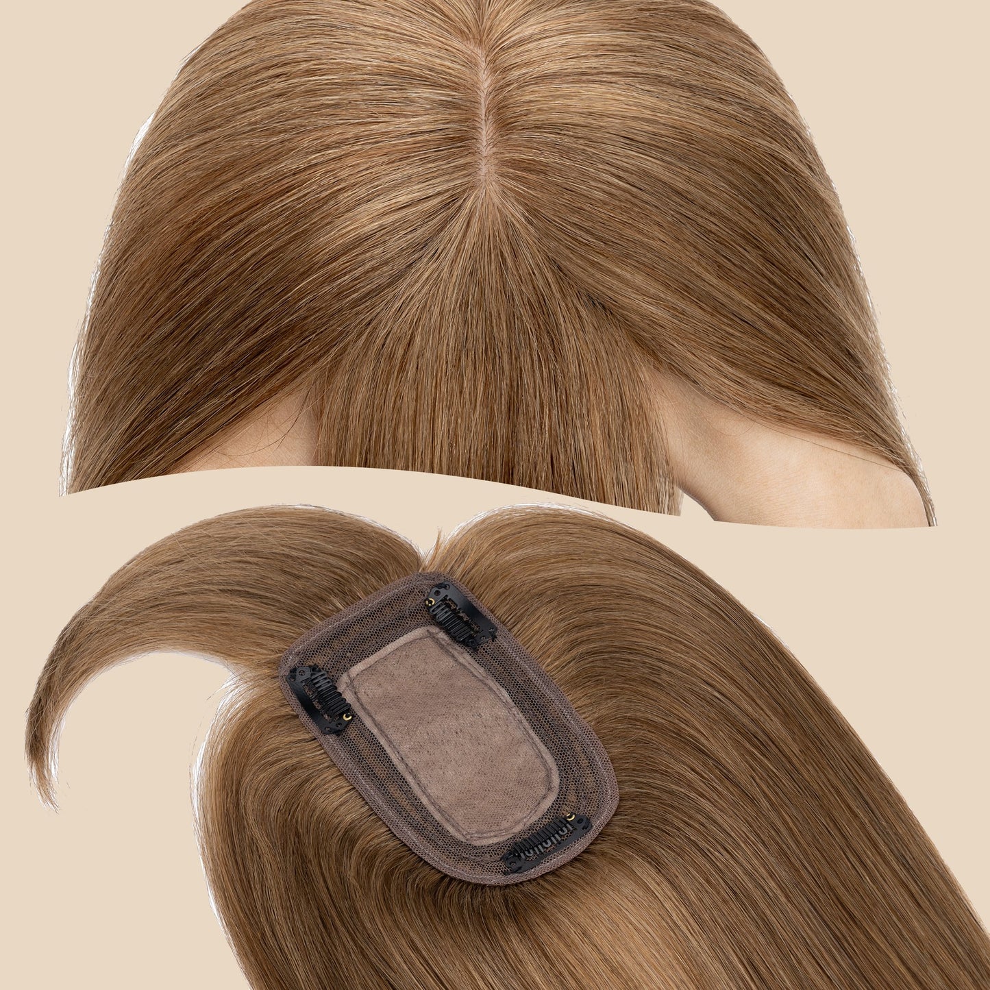 3x5" Bionic Scalp Top Light Brown Human Hair Topper with Bangs segohair.com