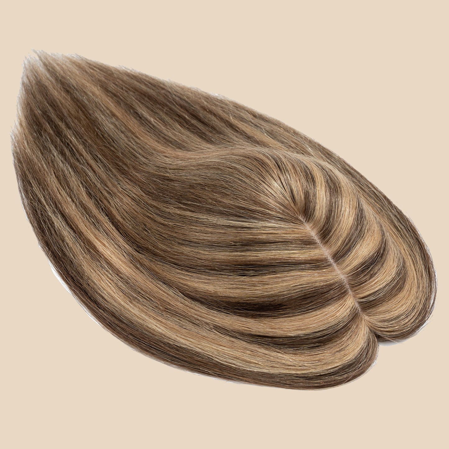 3x5" Bionic Scalp Top Medium Brown Honey Blonde Highlight Human Hair Topper segohair.com
