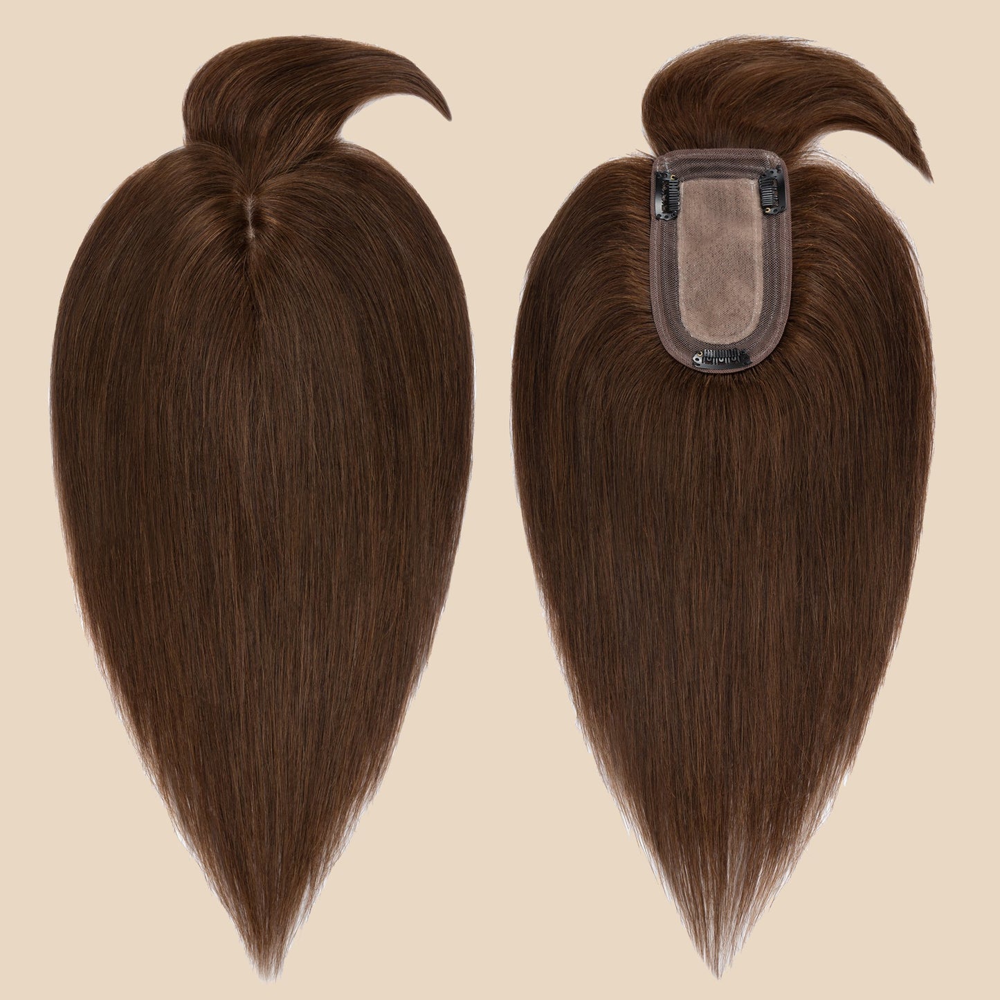 3x5" Bionic Scalp Top Medium Brown Human Hair Topper with Bangs segohair.com