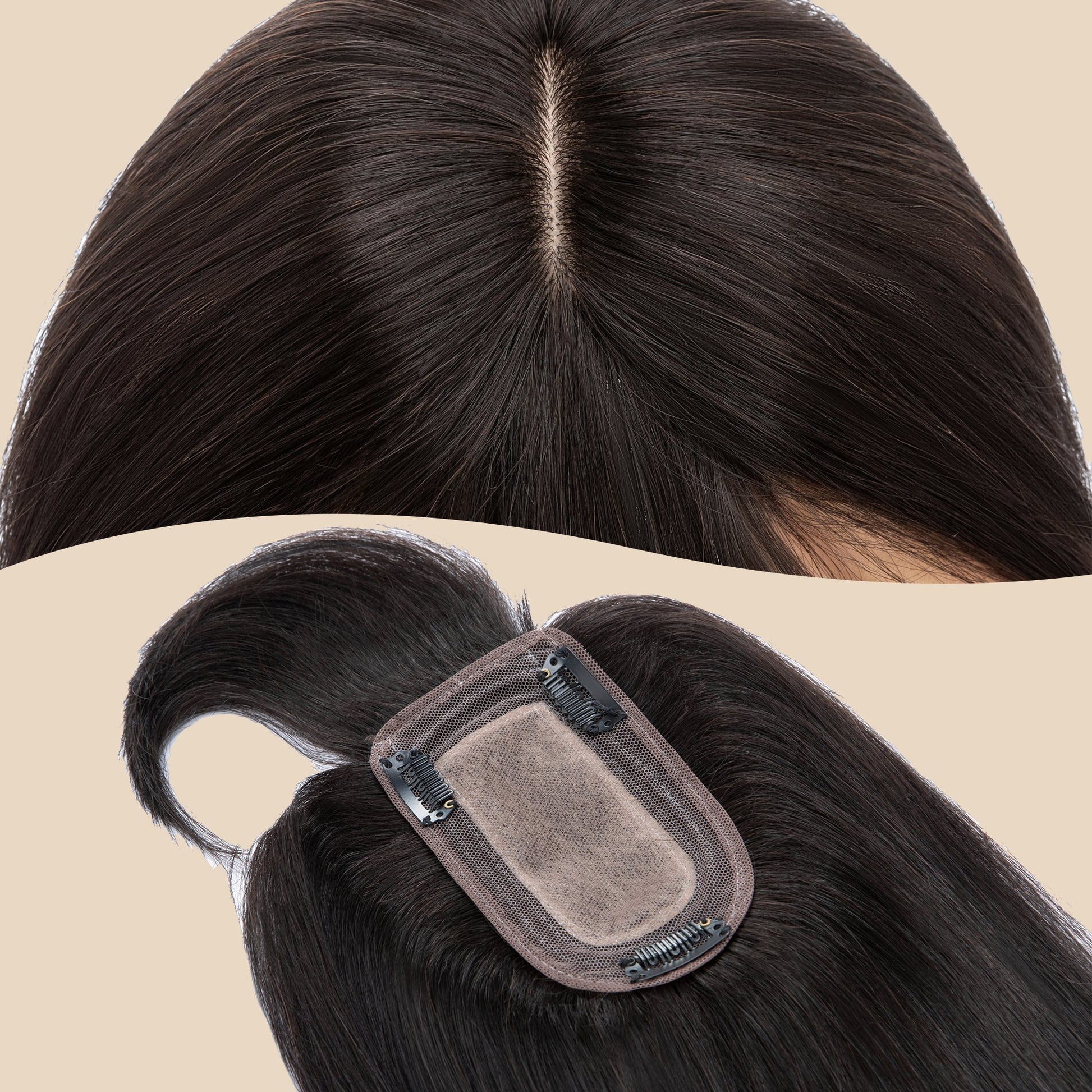 3x5" Bionic Scalp Top Natural Black Human Hair Topper with Bangs segohair.com