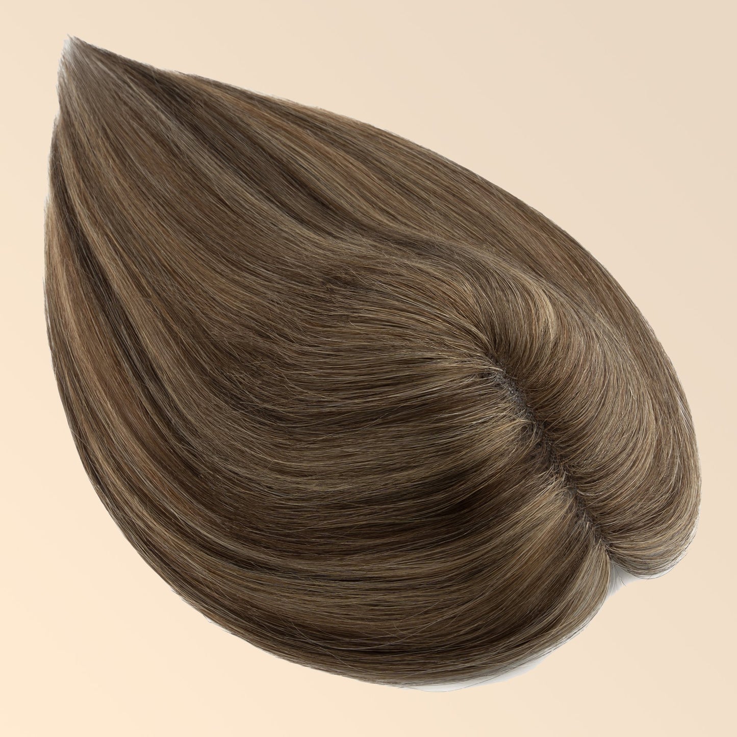 3x5" Hand-Tied Lace Base Brown Blonde Highlighted Human Hair Topper segohair.com