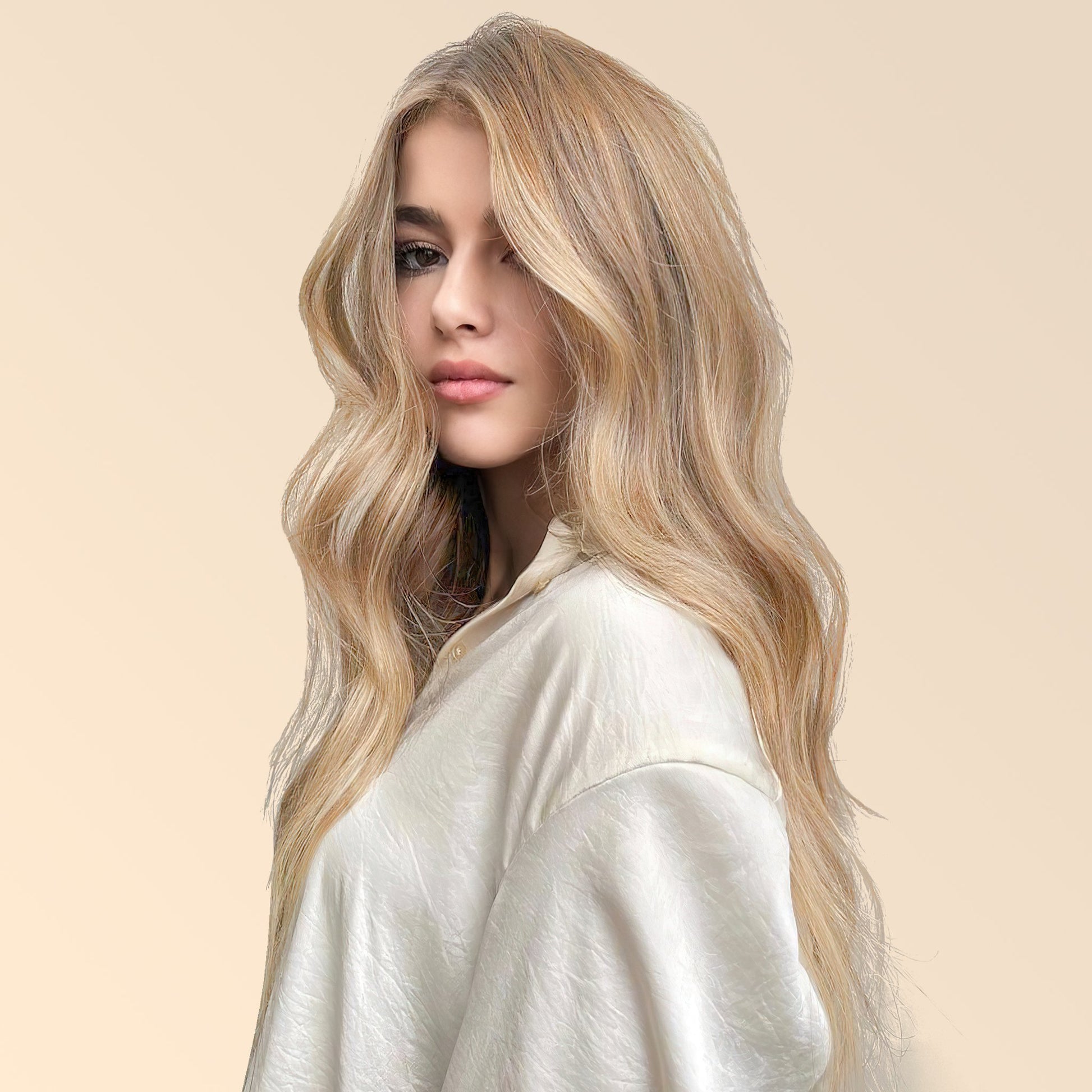 5x6" Bionic Scalp Top Golden Brown Blonde Highlight Human Hair Topper with Bangs segohair.com