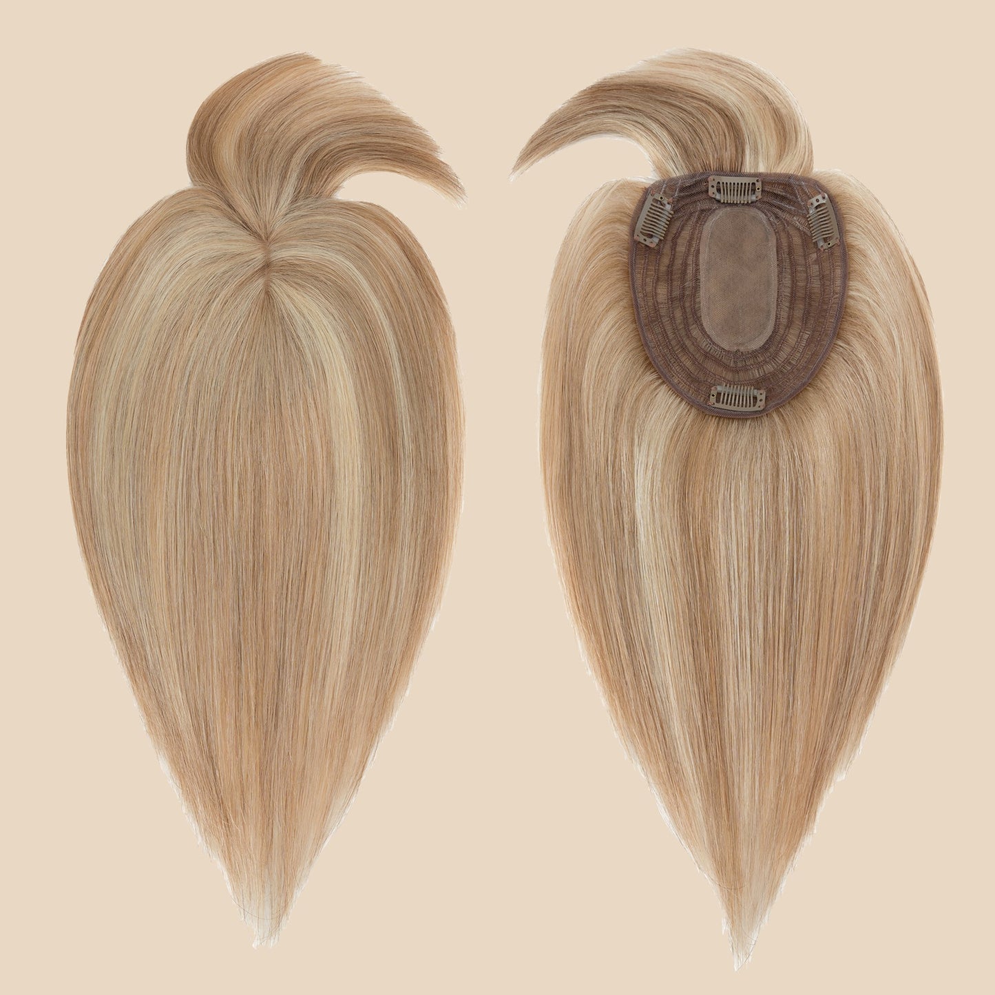 5x6" Bionic Scalp Top Golden Brown Blonde Highlight Human Hair Topper with Bangs segohair.com