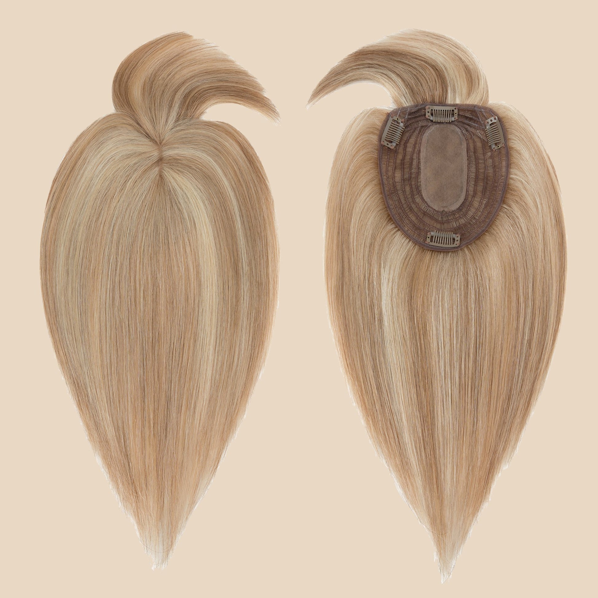 5x6" Bionic Scalp Top Golden Brown Blonde Highlight Human Hair Topper with Bangs segohair.com
