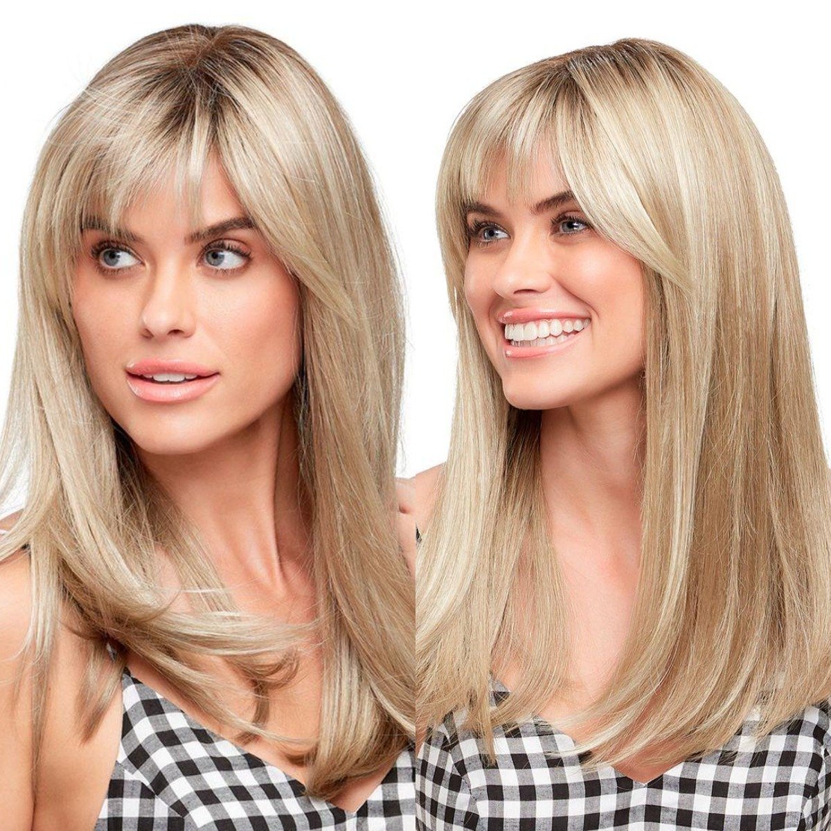 5x6" Bionic Scalp Top Golden Brown Blonde Highlight Human Hair Topper with Bangs
