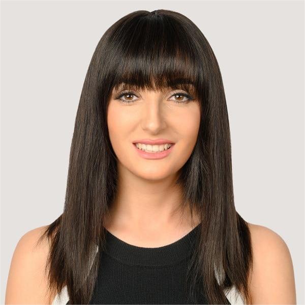 5x6" Bionic Scalp Top Natural Black Human Hair Topper with Bangs