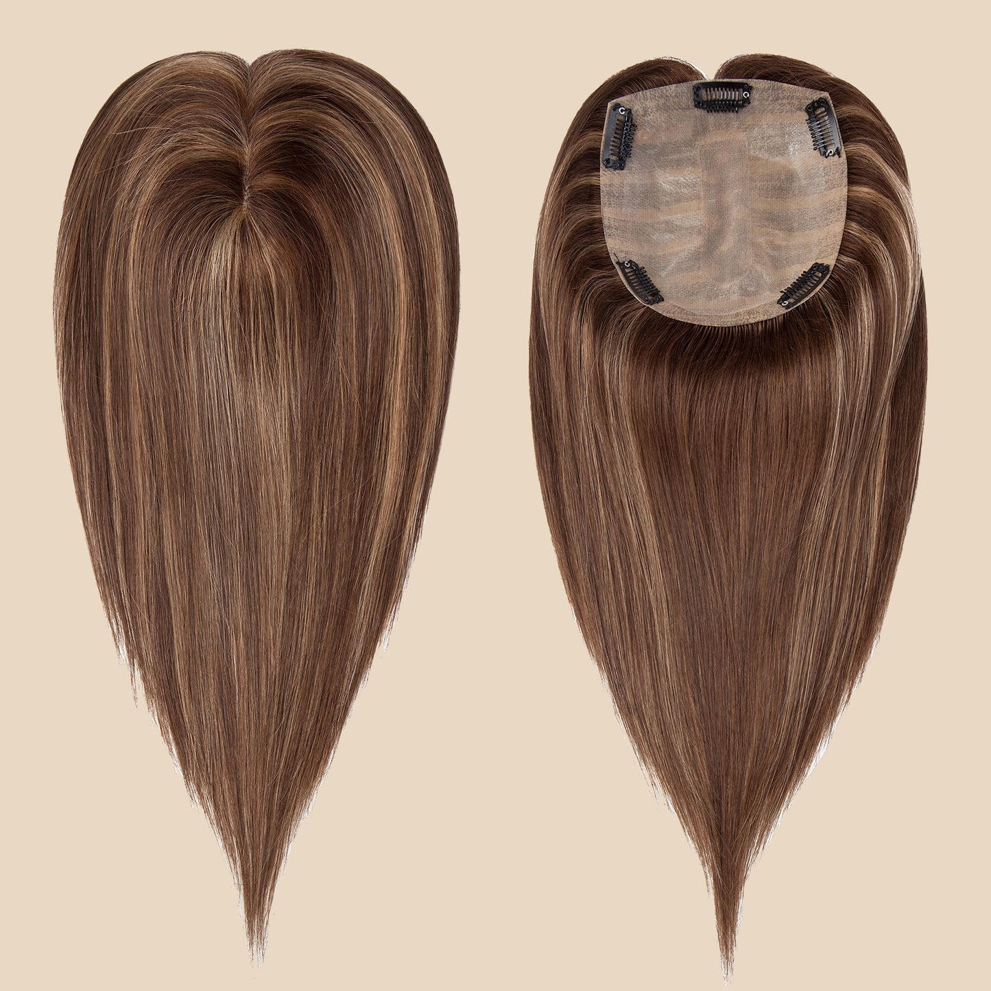 6x6.5" Silk Base with Bionic Net Medium Brown Blonde Human Hair Topper segohair.com