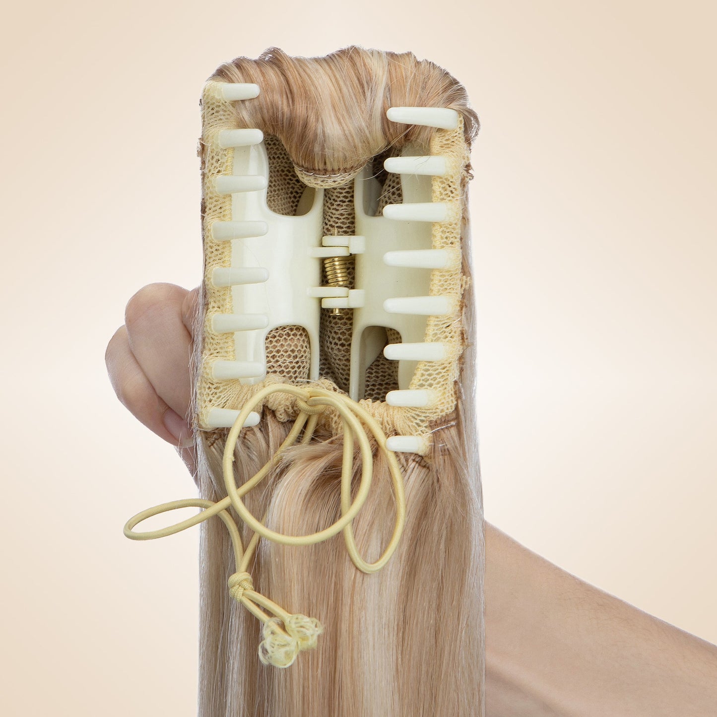 Ash Blonde Highlight Claw Clip Ponytail Extension segohair.com