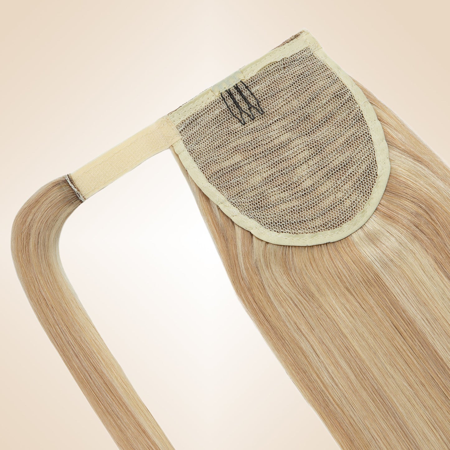 Ash Blonde Highlight Velcro Ponytail Extension segohair.com