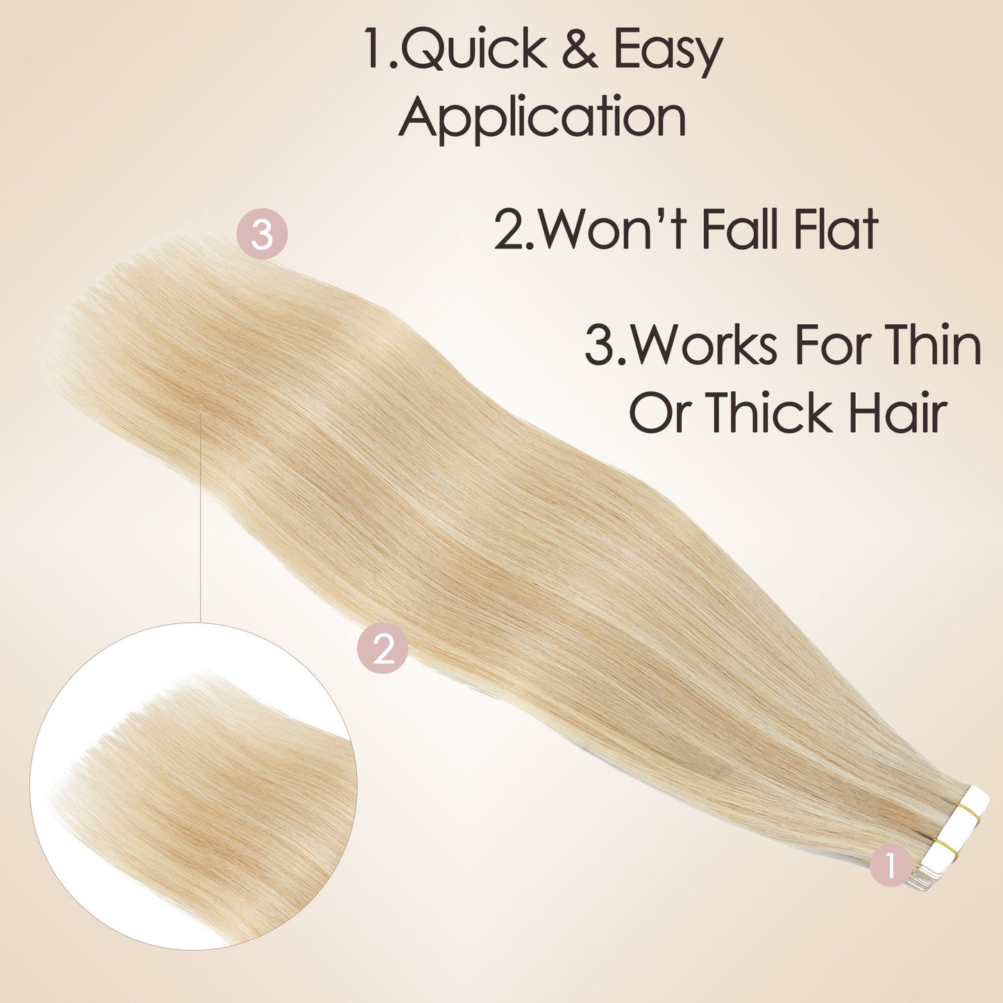 Ash Blonde Highlighted Tape In Hair Extensions Invisible Weft 20 PCS segohair.com