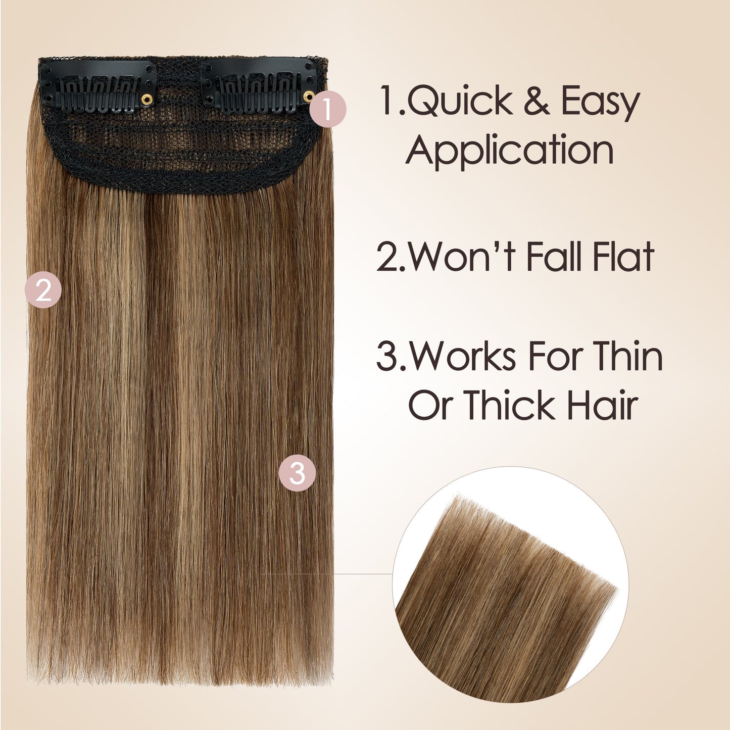 Brown Honey Blonde Highlighted Thinning Hair Fill-Ins segohair.com