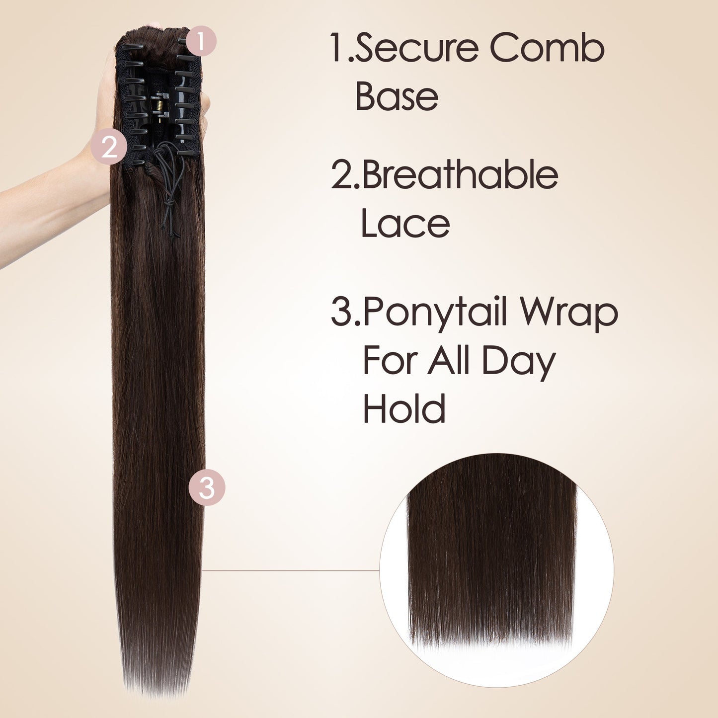 Dark Brown Claw Clip Ponytail Extension segohair.com