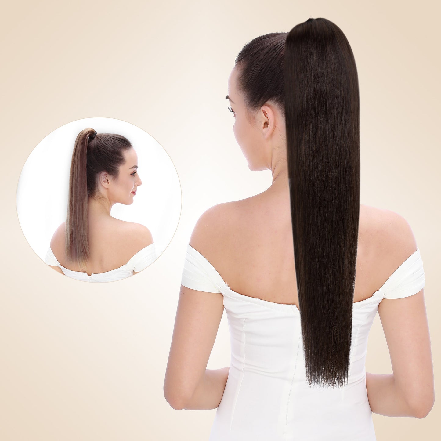 Dark Brown Claw Clip Ponytail Extension segohair.com
