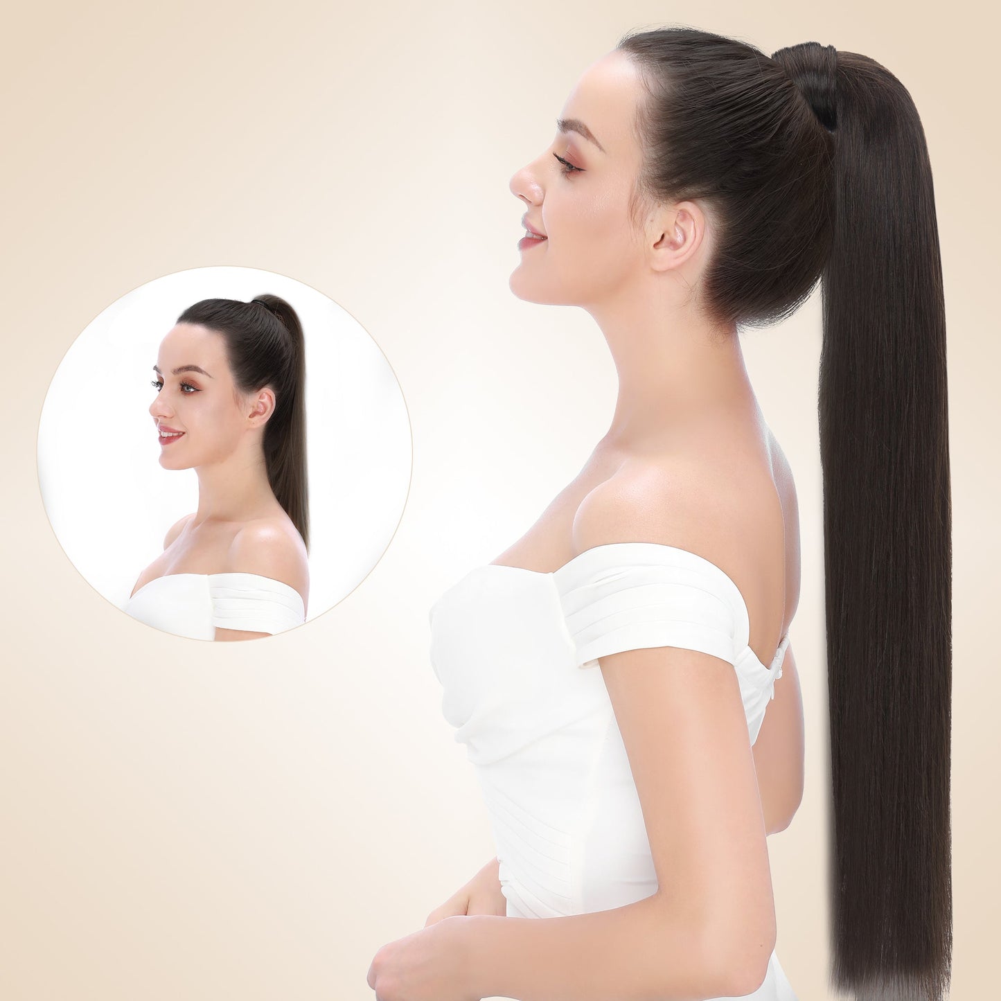 Dark Brown Velcro Ponytail Extension segohair.com