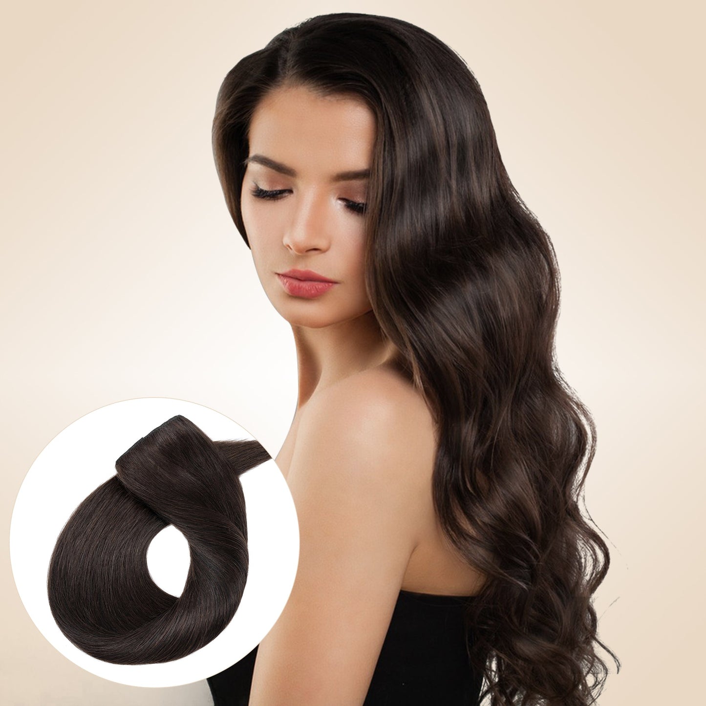 Double Drawn Volume Up Dark Brown One Piece Clip In Hair Extension segohair.com