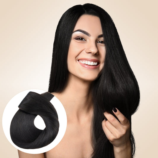 Double Drawn Volume Up Natural Black One Piece Clip In Hair Extension segohair.com