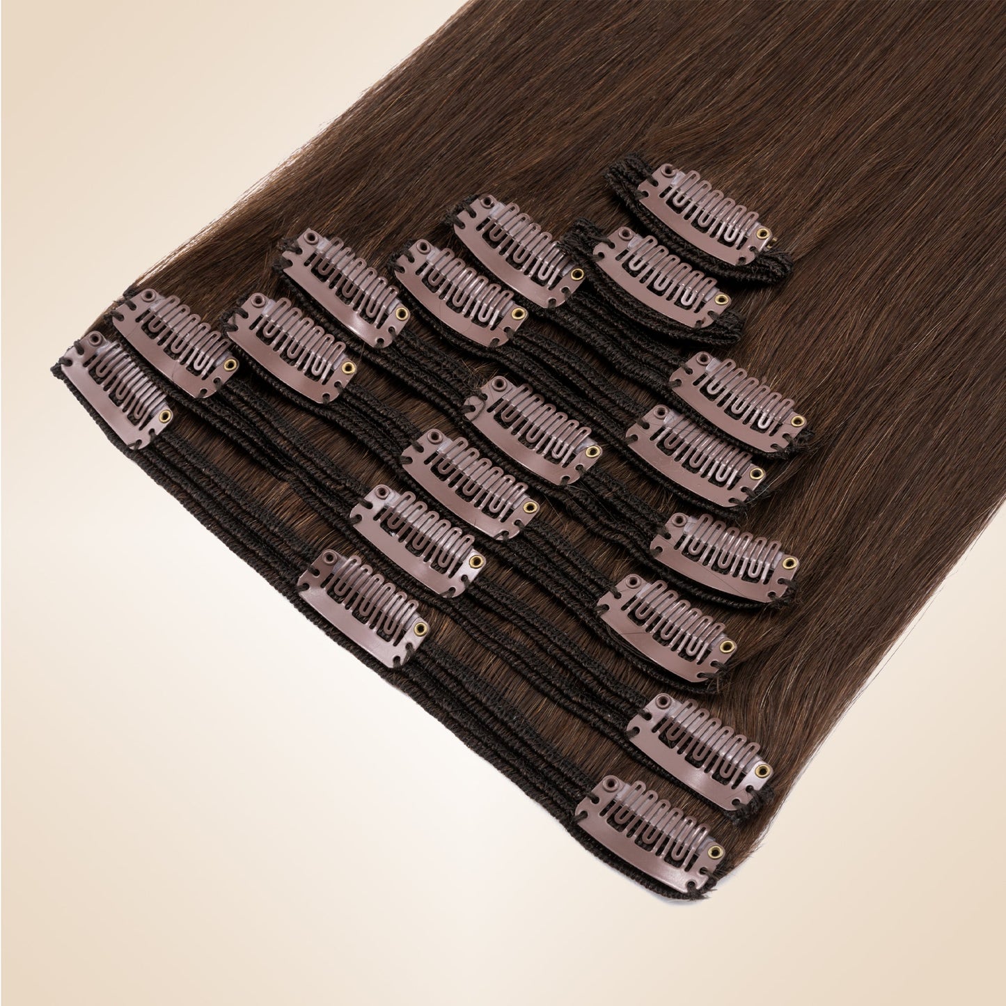 Double Wefts Medium Brown Clip In Hair Extensions 8 PCS segohair.com