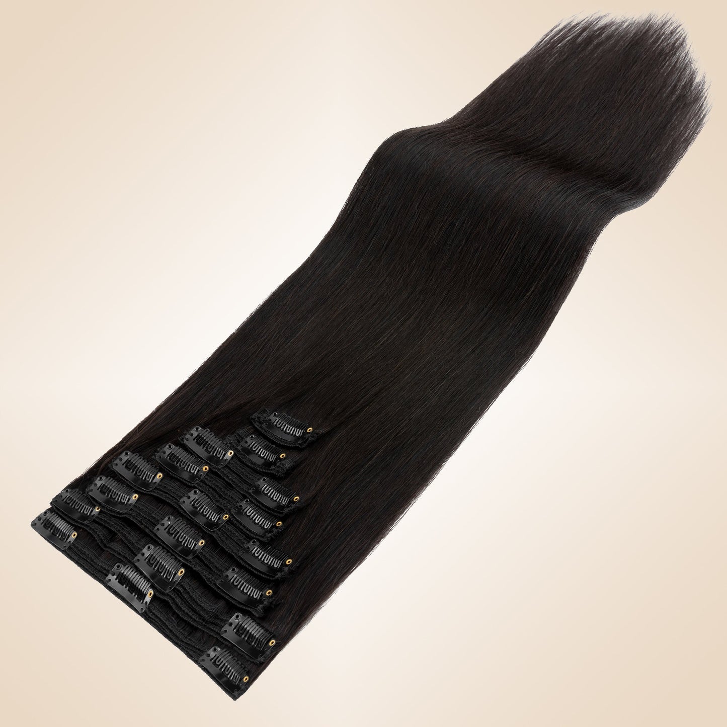 Double Wefts Natural Black Clip In Hair Extensions 8 PCS segohair.com